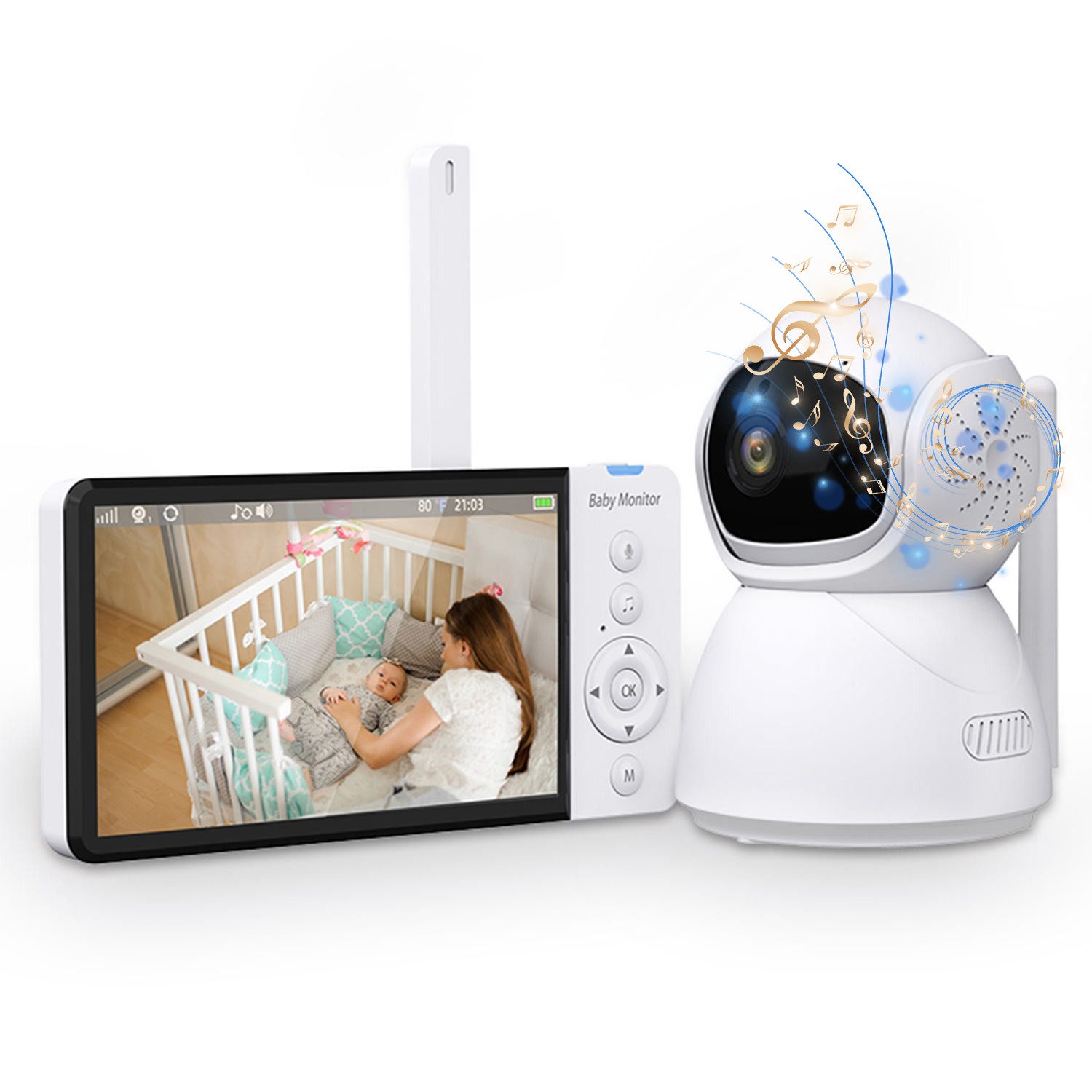 Babyphone Baby Monitor 5,0 Zoll mit Kamera und Audio, Baby überwachungskamera