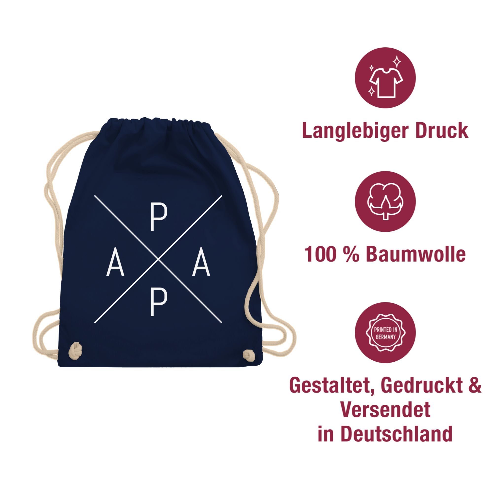 03 Geschenk Turnbeutel Papa Vatertag Navy weiß, Shirtracer X Blau