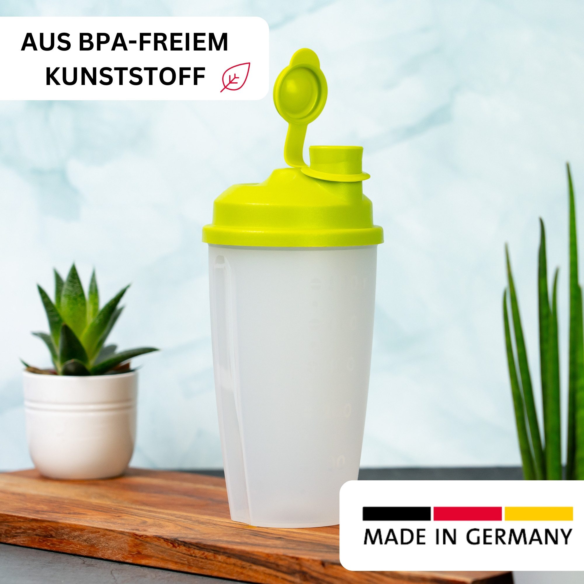 WESTMARK Dressing Shaker mit Mess-Skala, Mix- und Schüttelbecher, herausnehmbarer Mixscheibe, PP