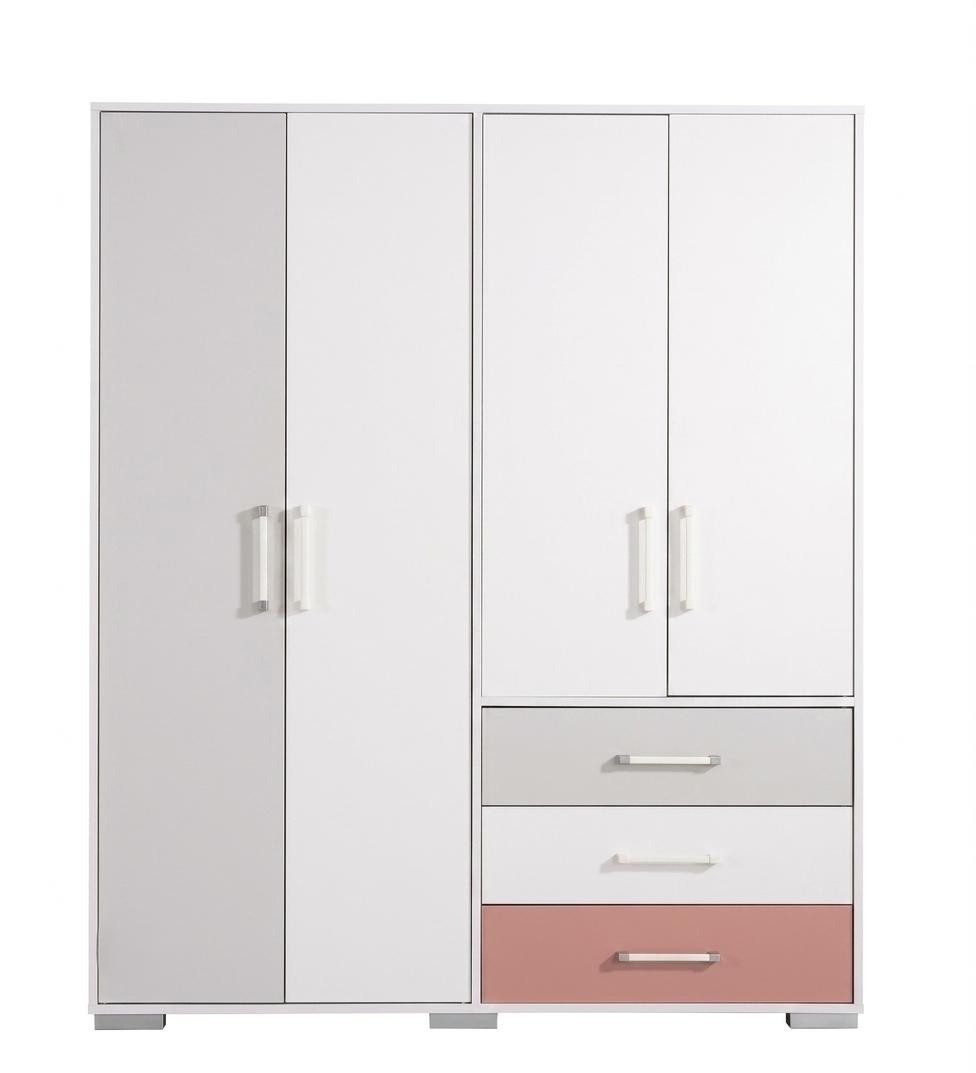 Xlmoebel Kleiderschrank Moderner weißer 4-türiger Kleiderschrank aus Holz für das Schlafzimmer