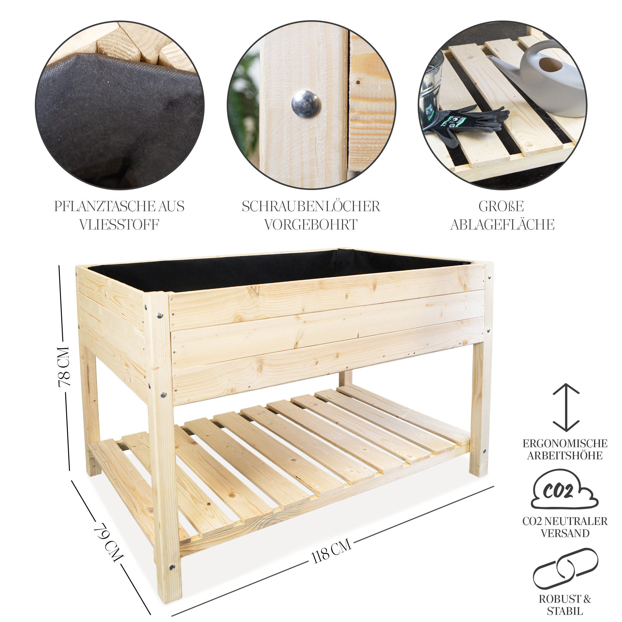 Kistenkolli Altes Land Allzweckkiste Hochbeet XL 118x79x78cm