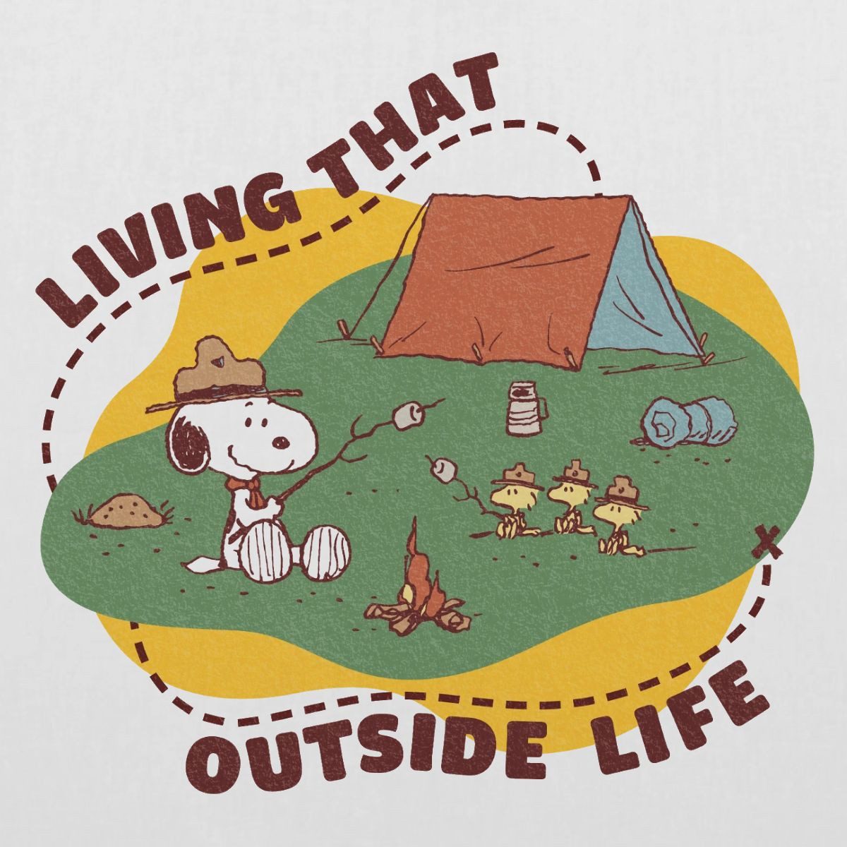Spreadshirt Henkeltasche Peanuts Camping Living That Outside Life Stoffbeutel (1-tlg)