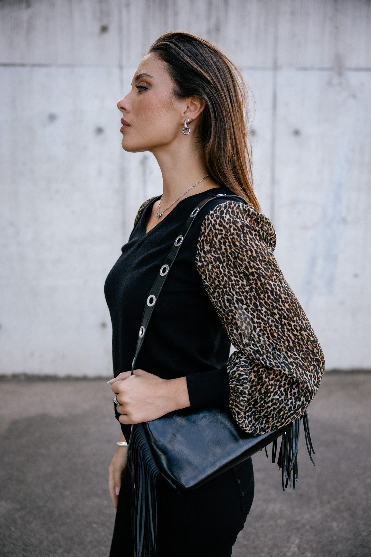 Freeman T. Porter Strickpullover Laonie Soft Leo - Pullover mit Voile-Ärmel günstig online kaufen