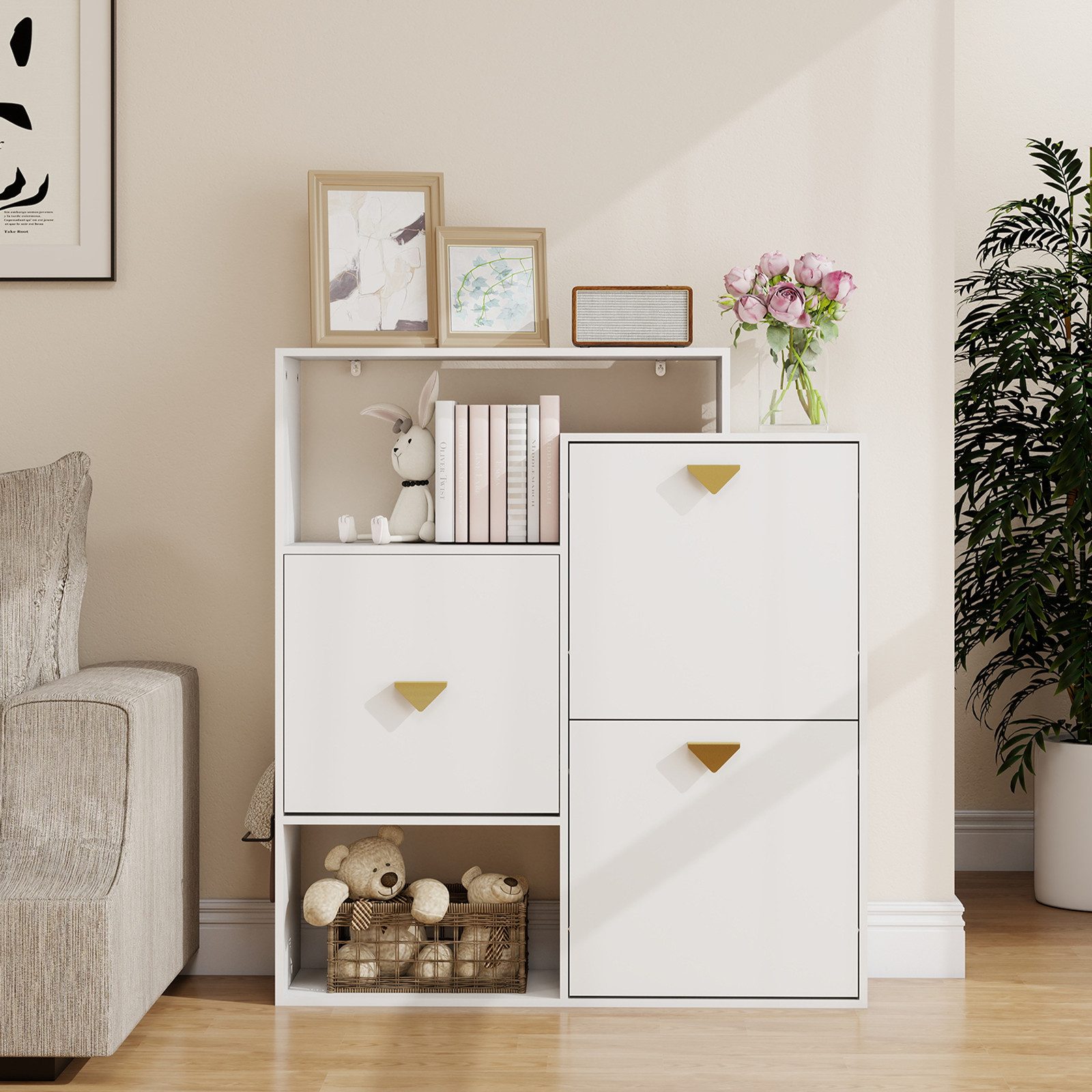 Puluomis Schuhschrank mit Sitzbank 90x25x100 cm, mit Abnehmbaren Fächern & günstig online kaufen