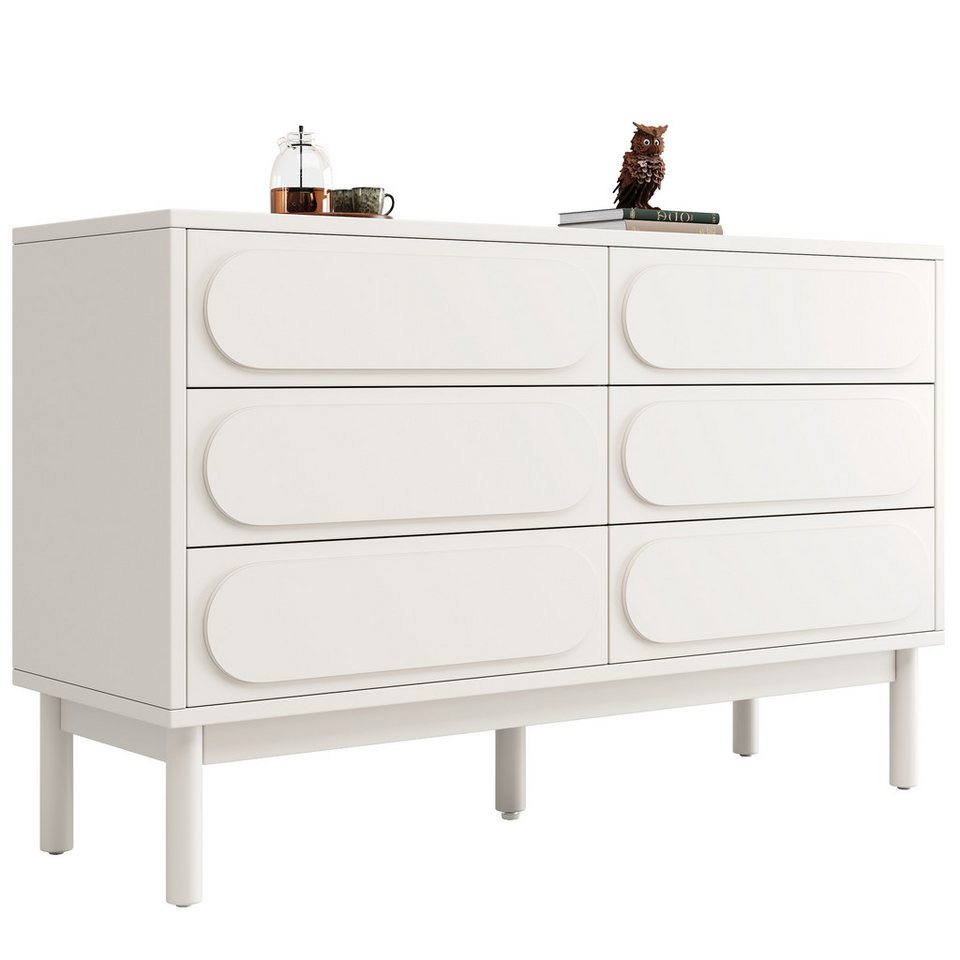 i@home Kommode mit 6 Schublade, weiß, Mit verstellbare Füße, 120*40*75cm