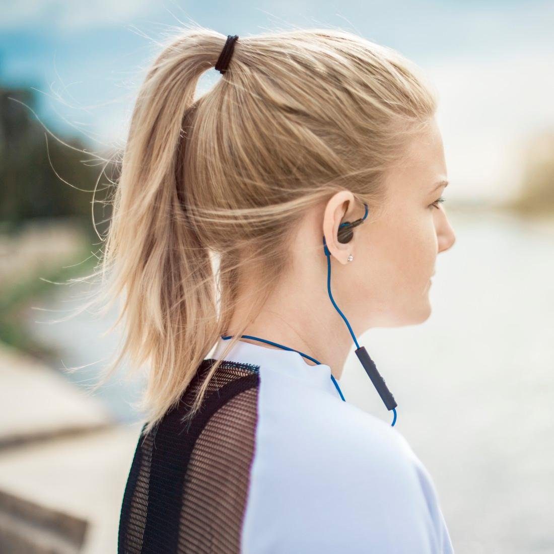 ergonomisch Hama Sport, Siri) ultraleicht, Bluetooth In-Ear-Kopfhörer Google (Freisprechfunktion, Kopfhörer blau Mikrofon, In-Ear, Assistant,