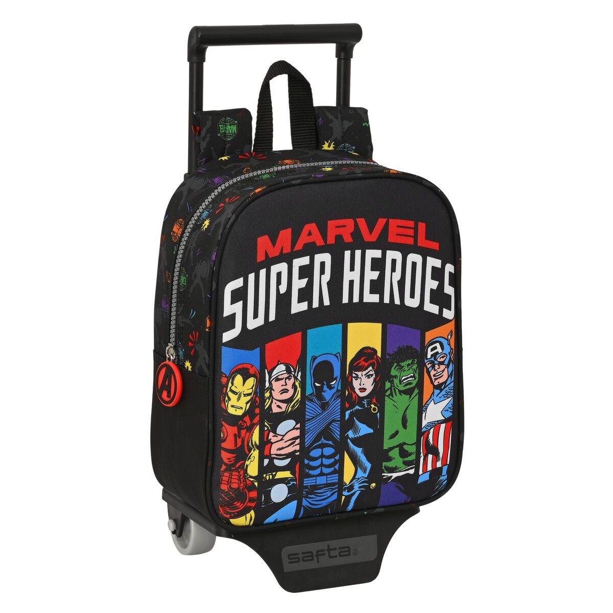 heroes 27 The Rucksack Super Kinder-Rucksack Schwarz x Avengers AVENGERS mit The x 22 Rädern