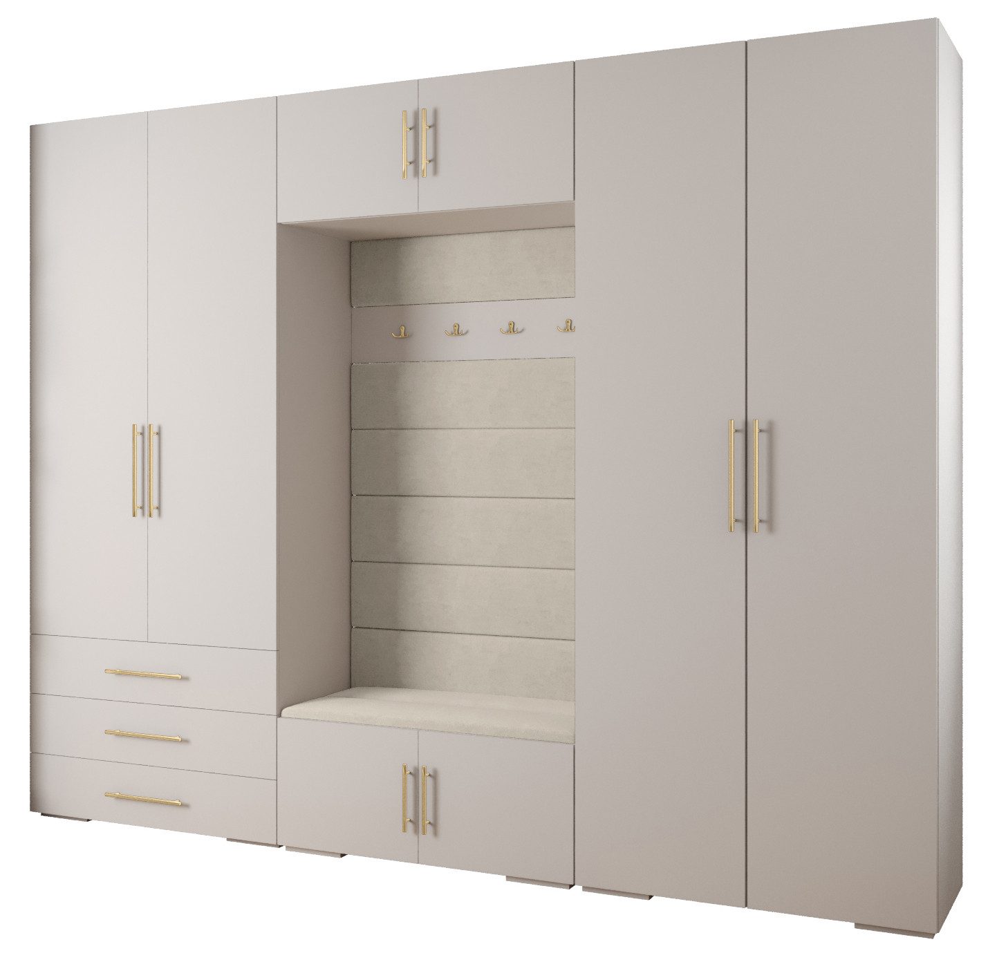 ABIKS MÖBEL Kompaktgarderobe INOVA 3 SATZ 14 Möbelset, Garderobe mit Kleiderstange und Regalen