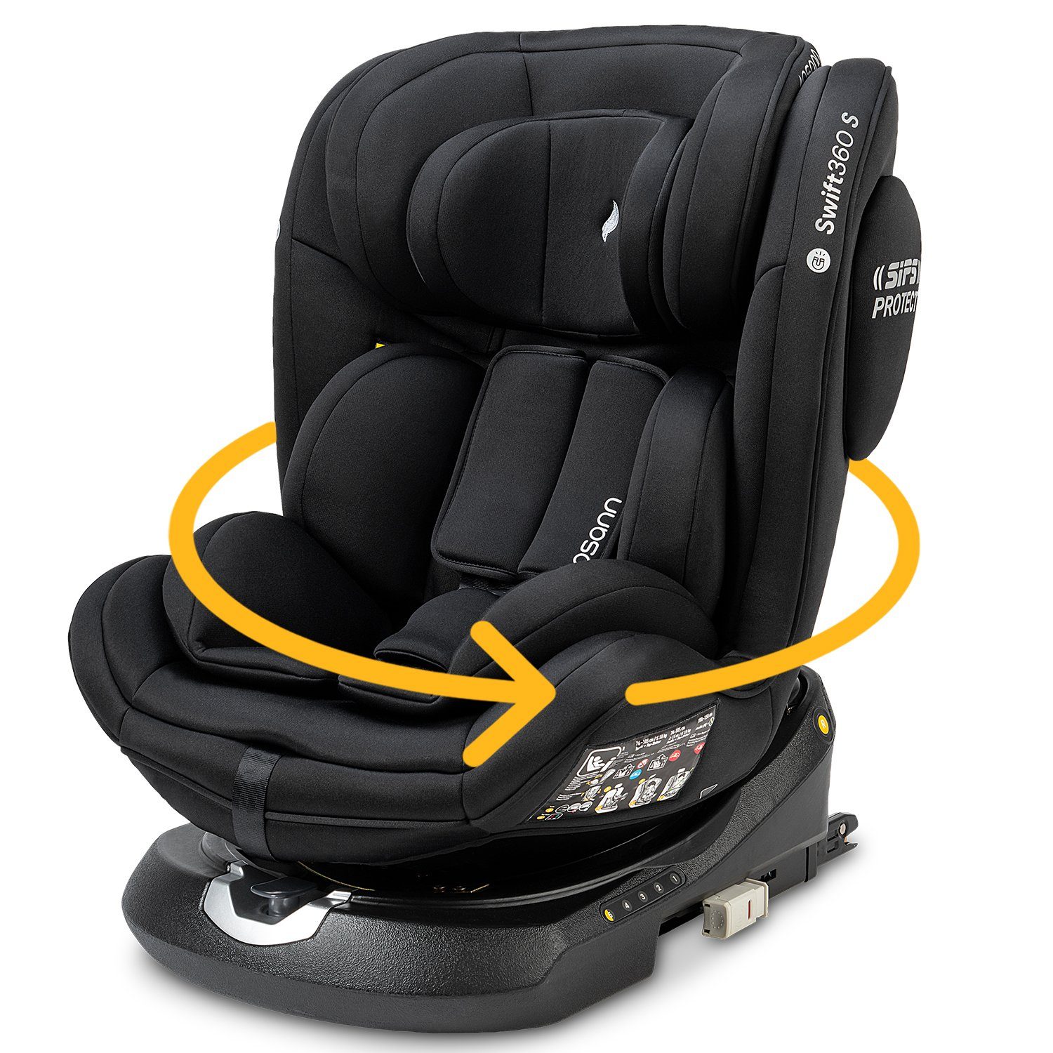 ab: drehbarer i-Size, mit 12 S Osann und Top-Tether - bis: 15 Monate, 76-150 cm Black Swift360 Isofix Autokindersitz Reboarder Jahre,