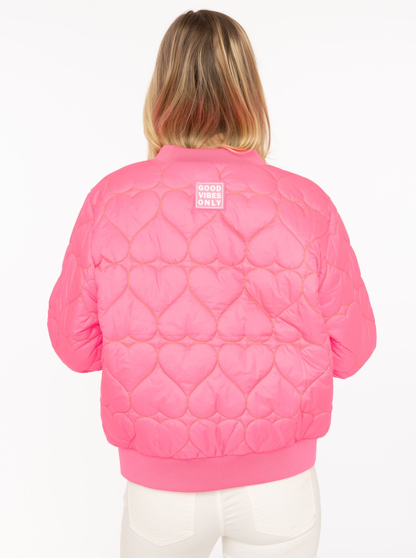 Zwillingsherz Bomberjacke "Be Happy" modisch, Kontrastdetails, regular fit, langärmelig, mit Herzsticker