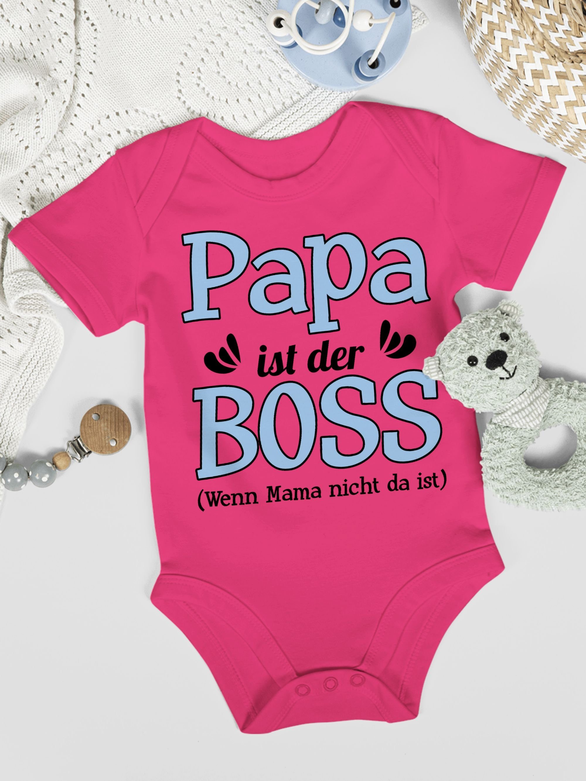 Shirtracer Shirtbody Papa ist der Boss wenn Mama nicht da ist - blau Sprüche Baby