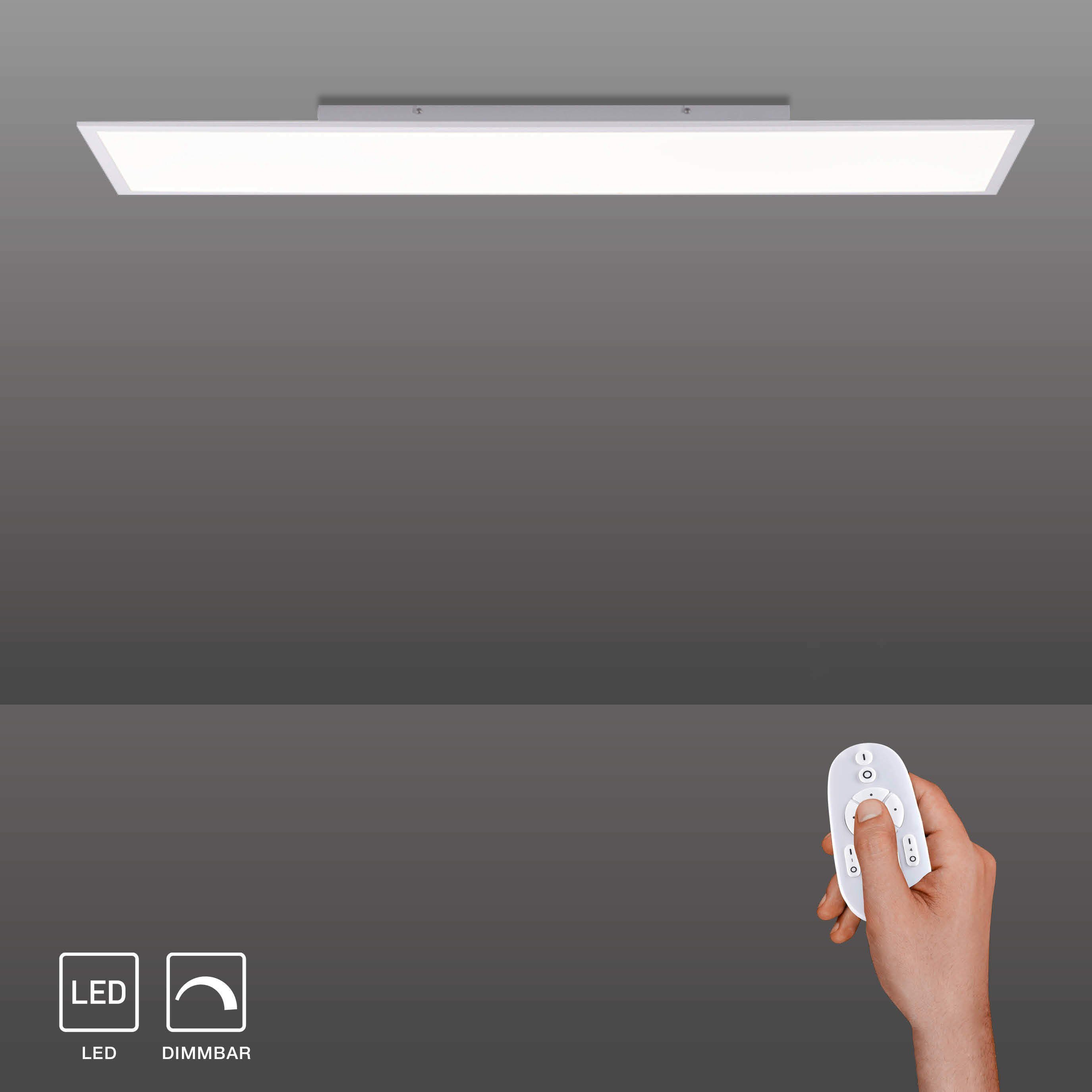 SellTec Smarte LED-Leuchte LED Deckenlampe Panel 120x30cm, dimmbar, mit Leuchtmittel, dimmbar per Fernbedienung, tageslichtweiß, Büro