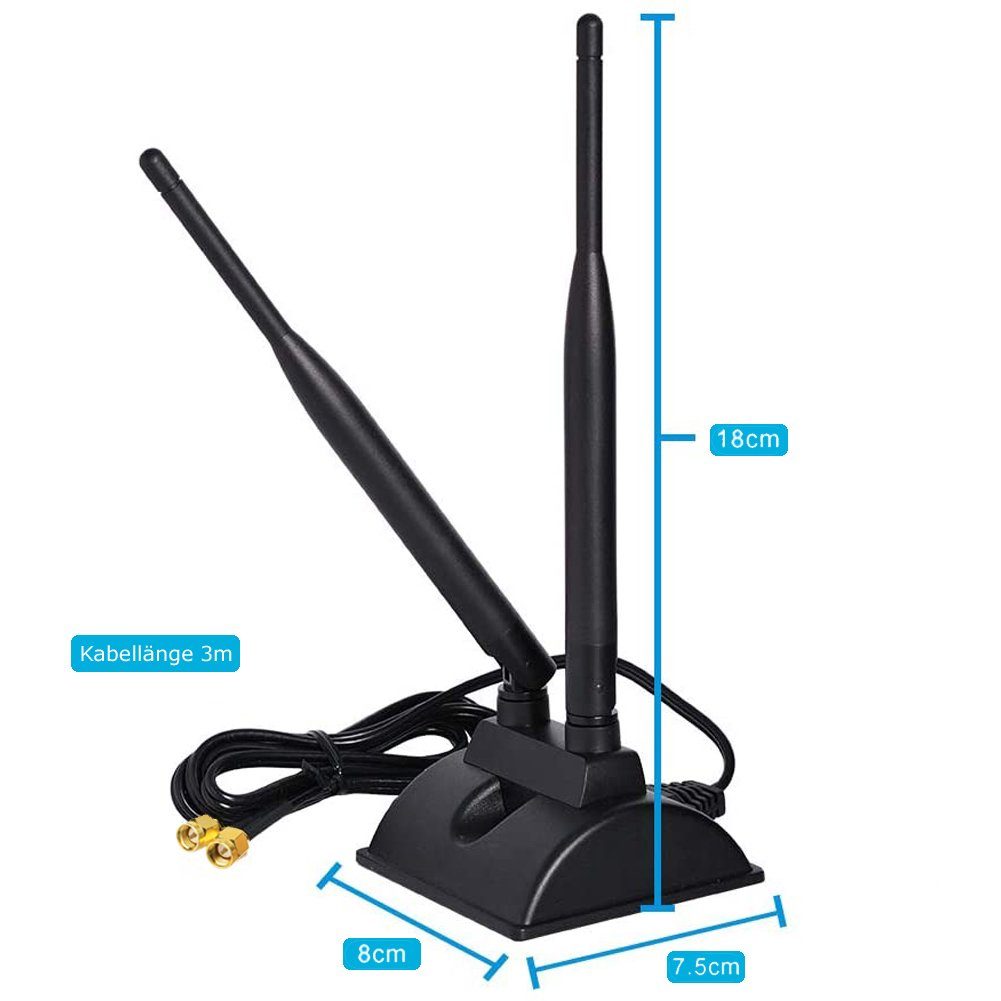 WiFi 5.8G WLAN-Antenne Standfuss Adapter Magnet 2x SMA 6dBi A23D Antenne Kabel 2.4G Bolwins