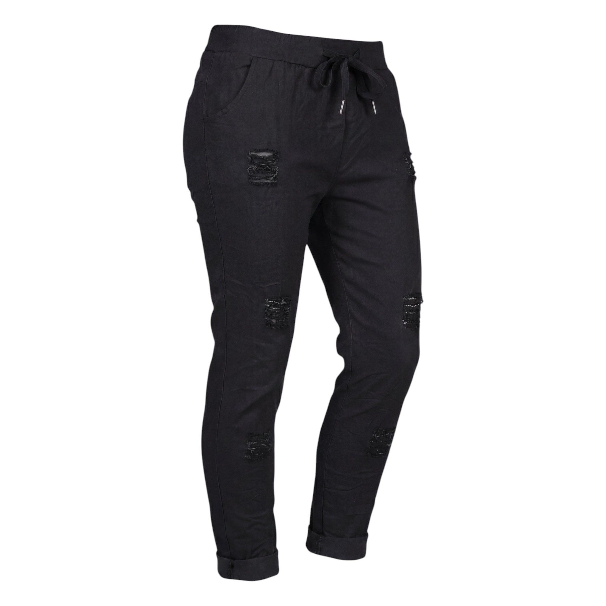 OriginalYou Chinohose Sommerliche Damenhose mit Kordelzug Chino Hose im Used Look moderner Knitterlook, Vintage, Gummibund mit Kordelzug