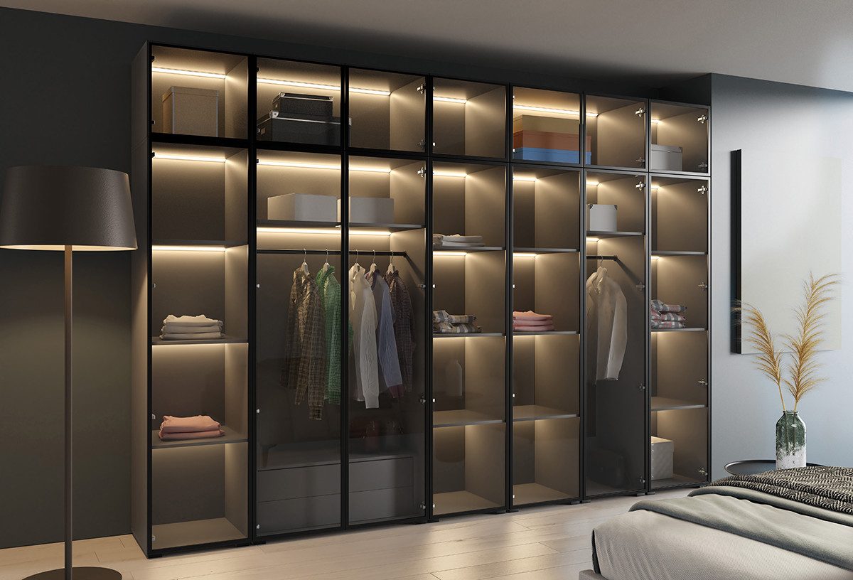 Compleo Drehtürenschrank mit Glasfront, Pefekt Garderobe, günstig online kaufen
