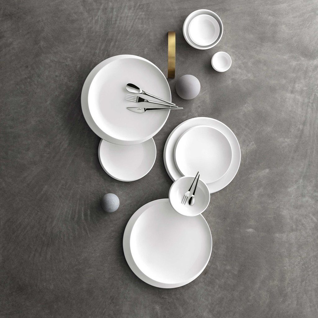 Villeroy & Boch Geschirr-Set NewMoon Dinner-Set, 9-teilig, für 2 Personen (9-tlg), 2 Personen, Porzellan, Premium Porcelain, mikrow.- & spülm.sicher, Made in Germany