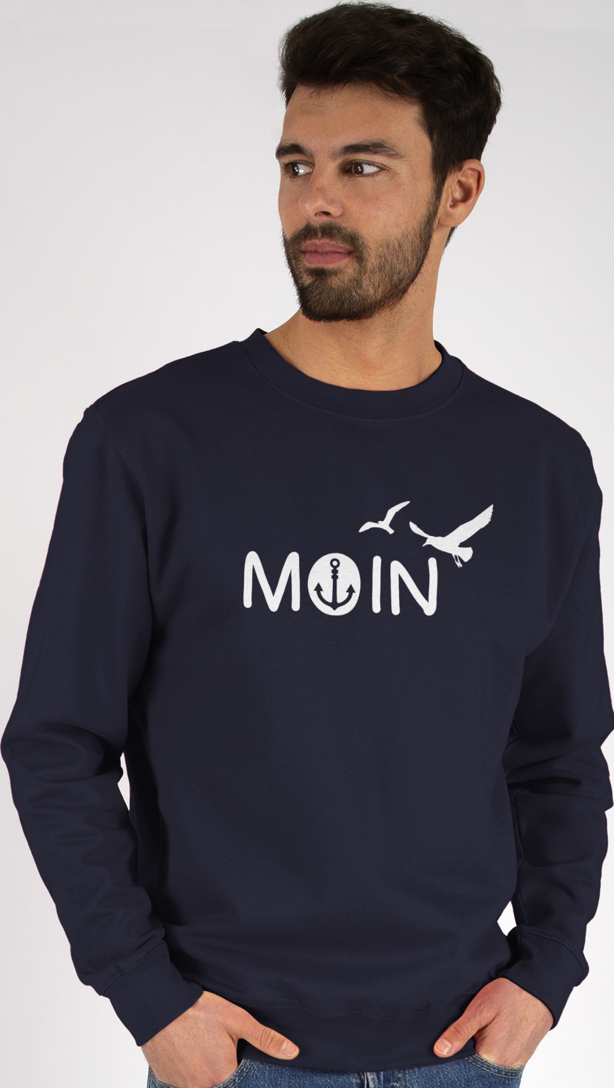 Moin Moin Sprüche 1 Statement I Shirtracer Dunkelblau Norddeutschland (1-tlg) Sweatshirt