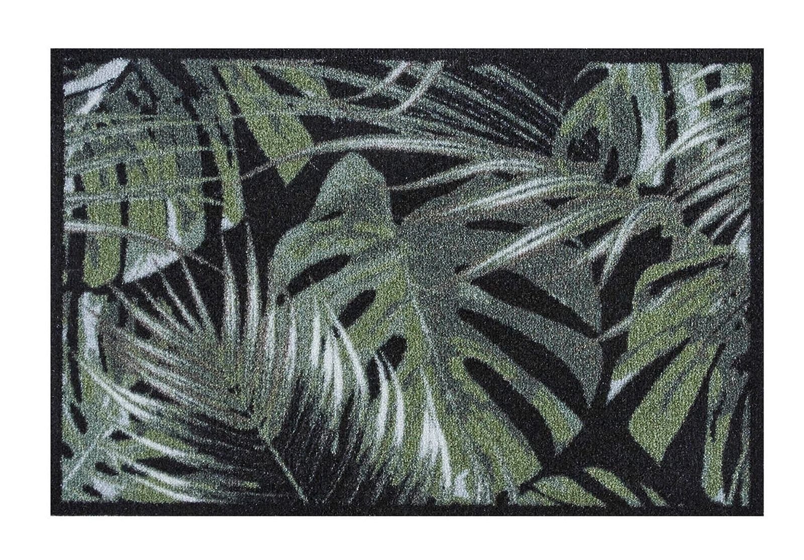 MD Entree Fußmatte Ambiance Teppichmatte Eingangsmatte, rechteckig, Höhe: 8 mm, bei 30° waschbar, anti-rutsch, 50 x 75 cm, Palm Leaves, grün