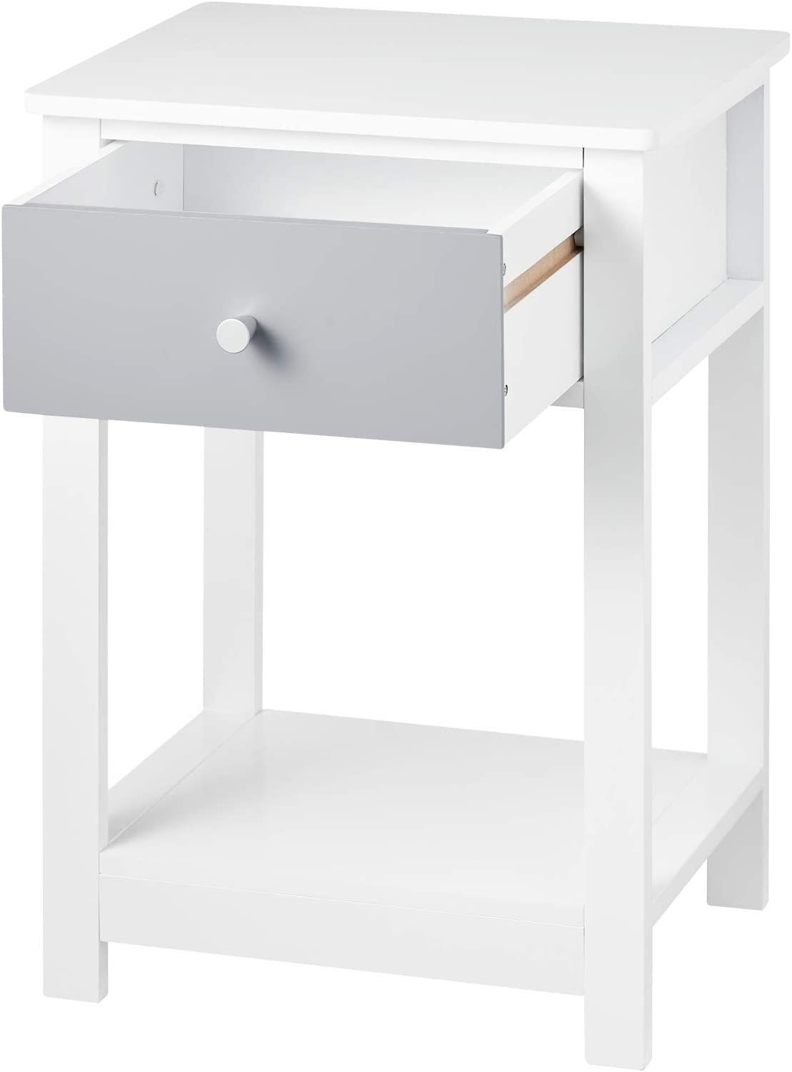 Woltu Nachttisch (2-St), aus mit Weiß Schublade Nachtkommode Ablage MDF mit