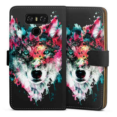 DeinDesign Handyhülle Riza Peker Wolf bunt Wolve ohne Hintergrund, LG G6 Hülle Handy Flip Case Wallet Cover Handytasche Leder