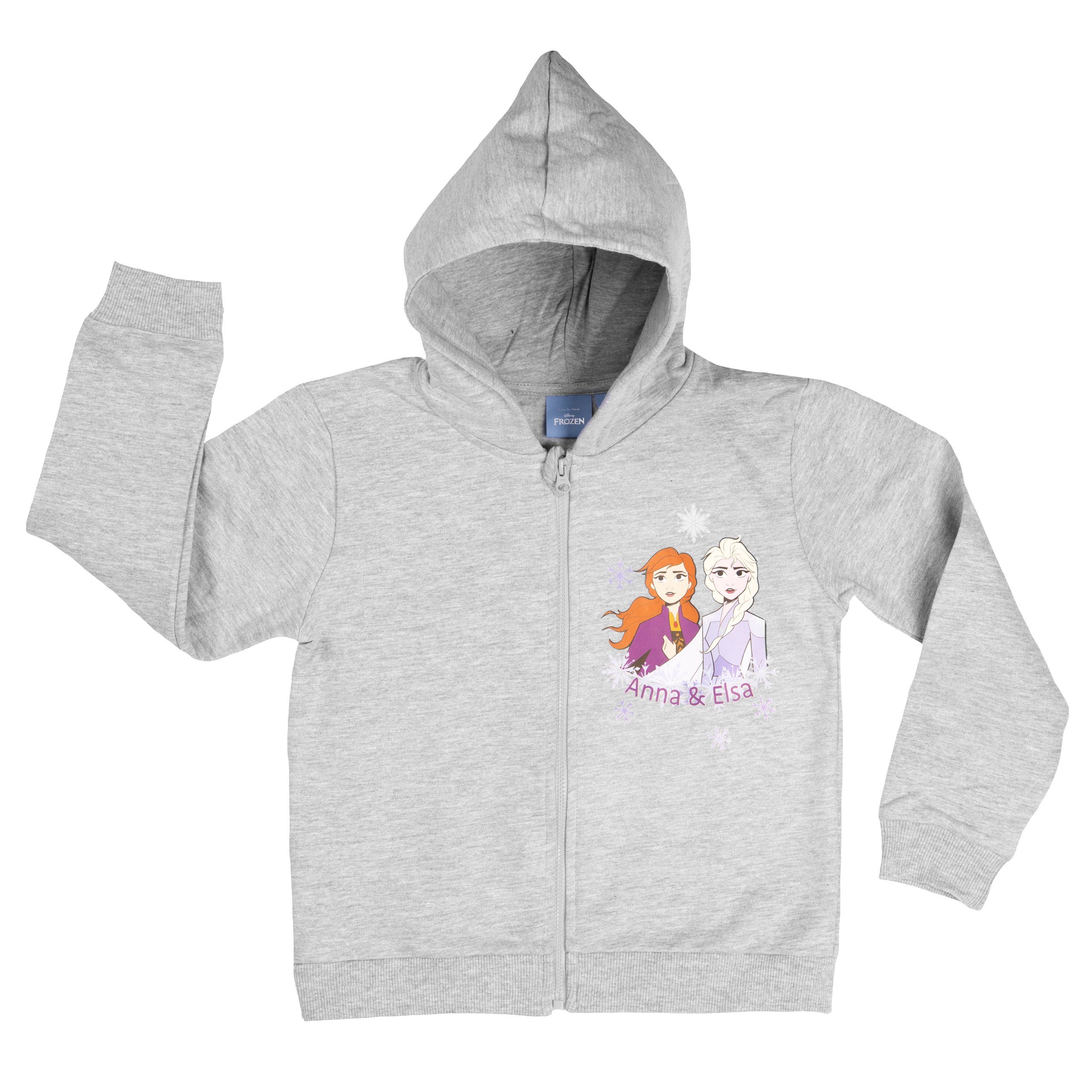 United Labels® Sweatjacke Disney Frozen Pullover für Mädchen - Die Eiskönigin Sweatshirt Grau