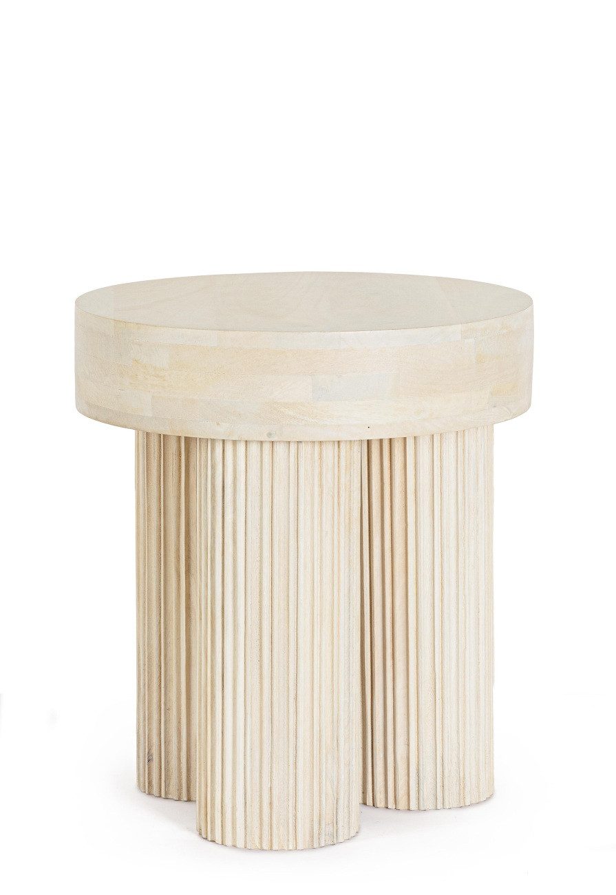 Bizzotto Couchtisch Dacca aus Mangoholz Ø 45cm, Creme