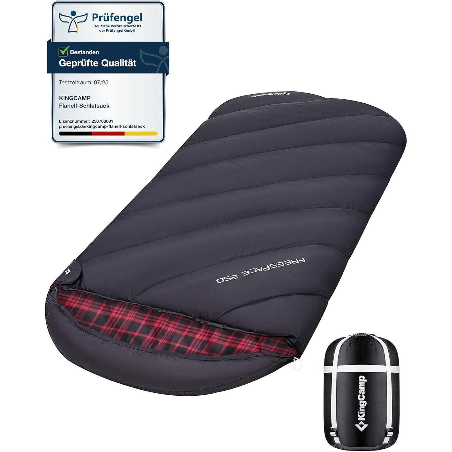 LuxusKollektion Deckenschlafsack Schlafsack XXL Flanell Baumwolle Übergröße #Klassisch Schwarz