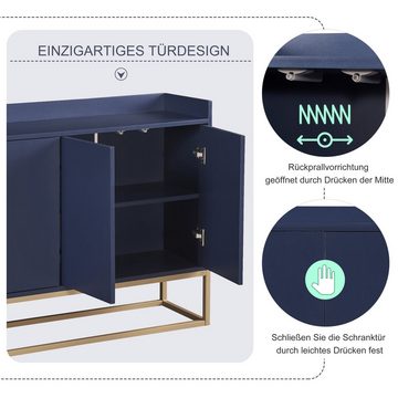 OKWISH Sideboard Anrichte, Modernes Küchenschrank im minimalistischen Stil 4-türiger (griffloser Buffetschrank für Esszimmer, Wohnzimmer, Küche)