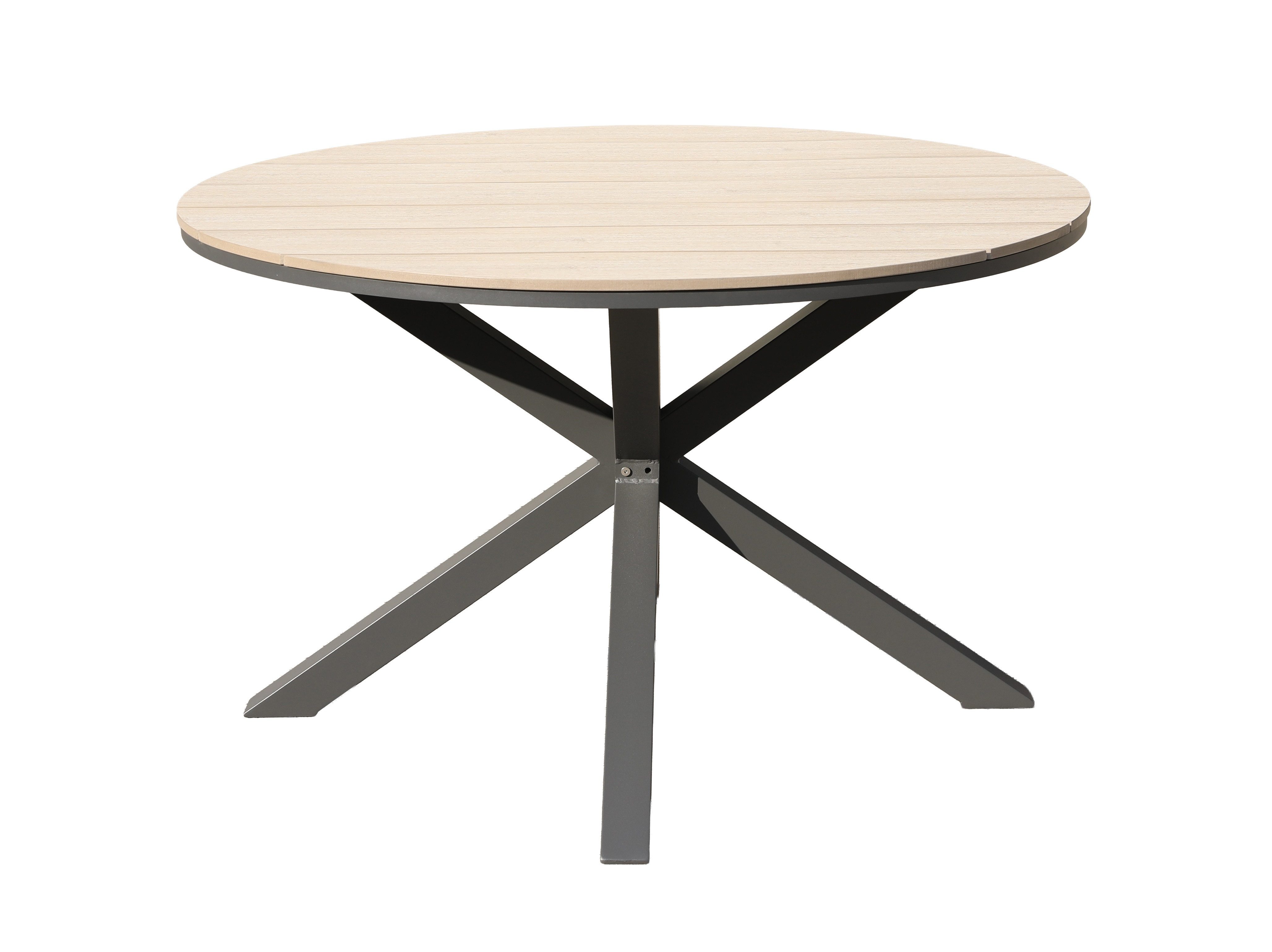 Gardissimo Gartentisch Armati hell rund 120 cm (Esstisch, 1-St., 1 Nonwood Tisch), höhenverstellbare Füße / absolut wetterfest / pflegeleicht / Aluminium