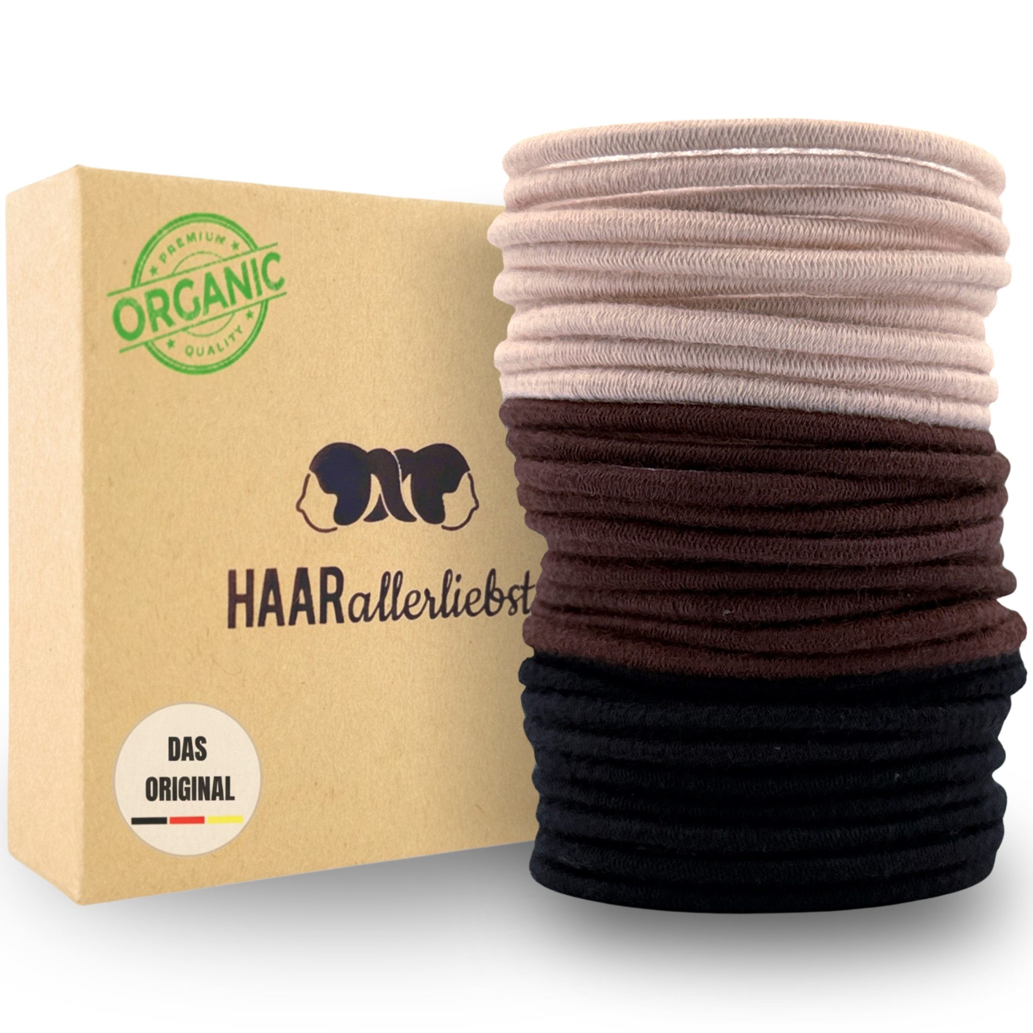 HAARallerliebst Haargummi Bio Haargummis dünn, Spar-Set, 30-tlg., Farbe schwarz, 5cm