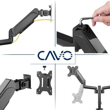 CAVO Bildschirmhalterung zweiarmig drehbar, schwenkbar, neigbar Monitor-Halterung, (für 2 Monitore 17 - 32 Zoll bis je 9 kg 2-armig Bildschirm)