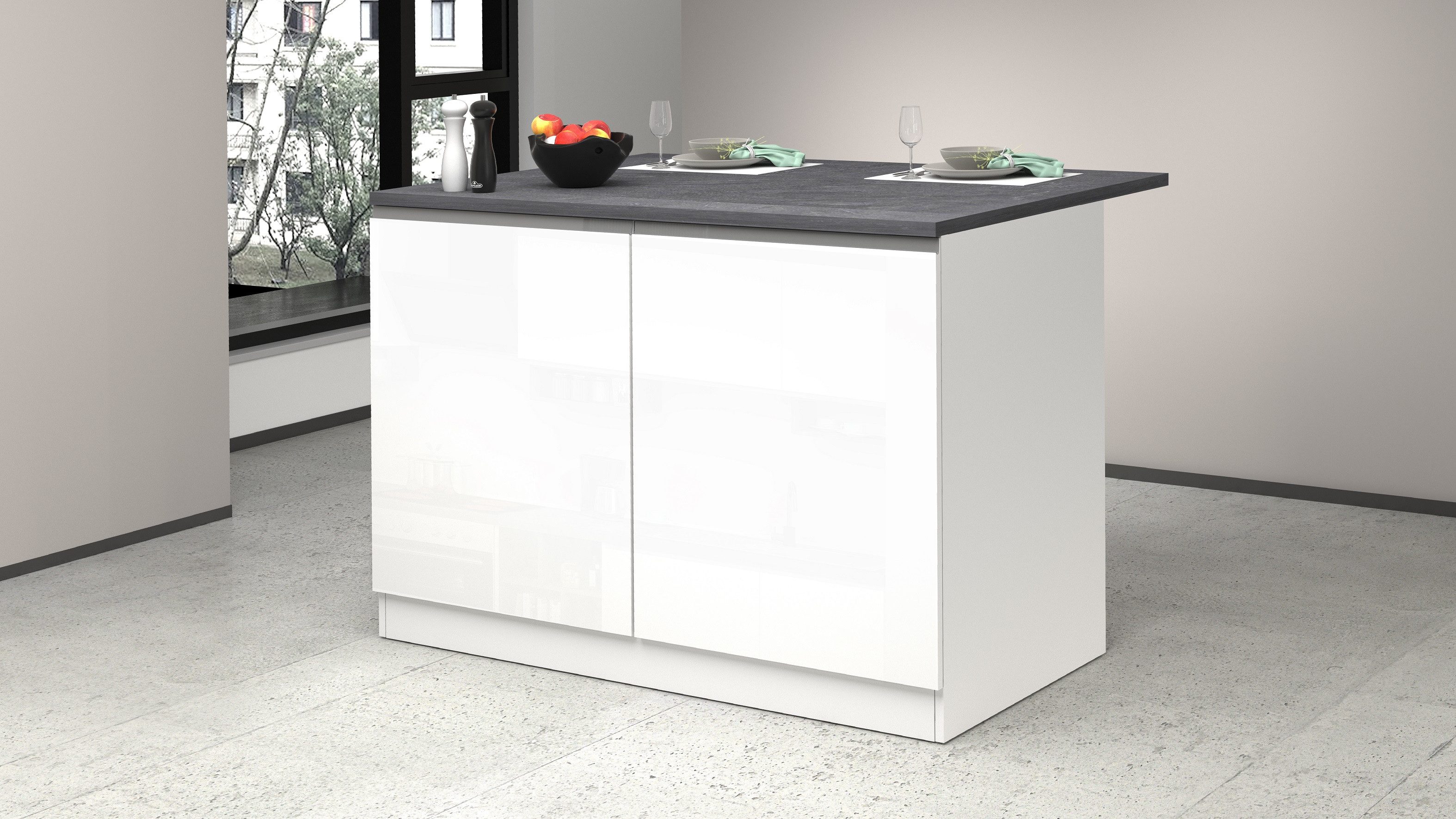 KOCHSTATION Kücheninsel KS-Sole, Breite 125 cm, mit 2 Türen günstig online kaufen