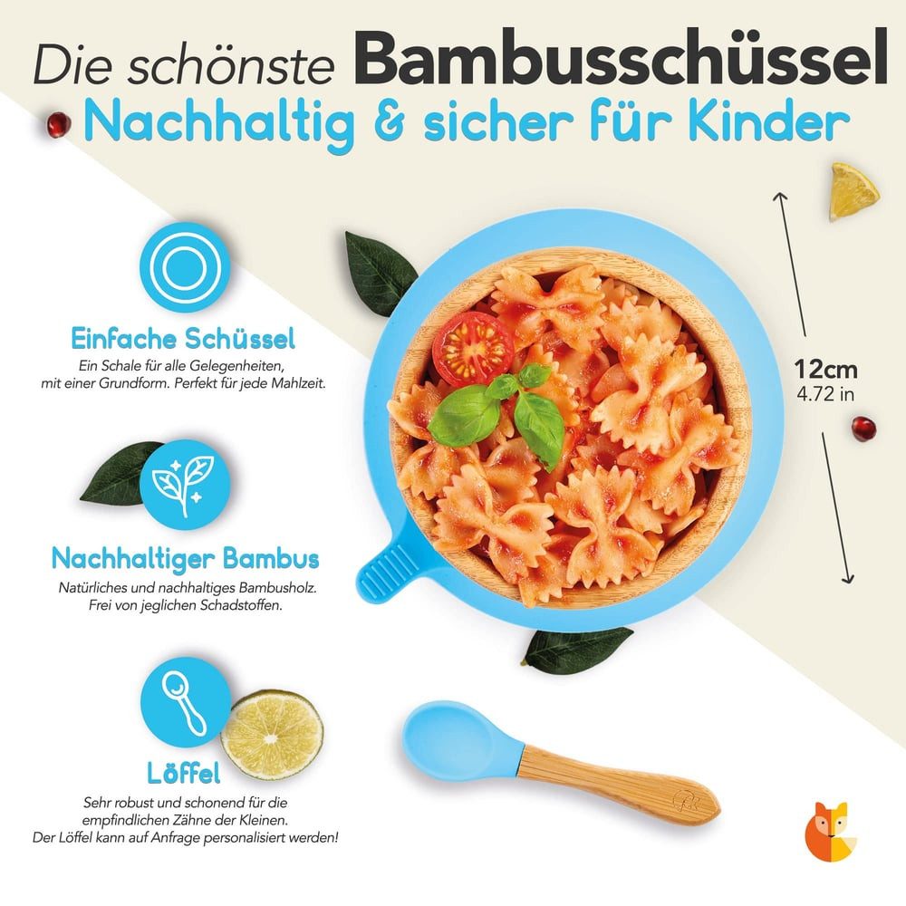 Kleiner Fuchs Kindergeschirr-Set (1-tlg), Bambus/Silikon