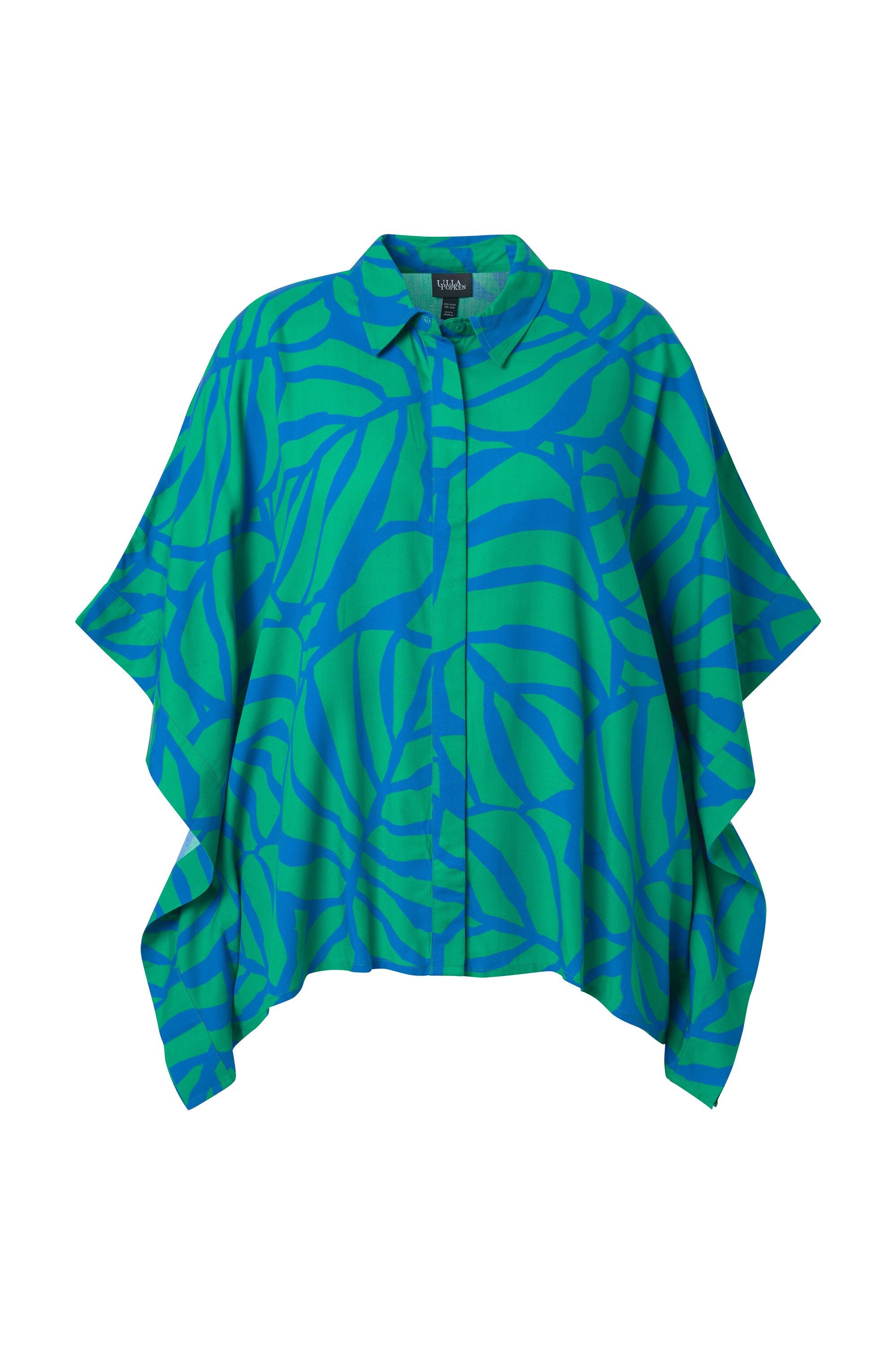 Hemdbluse Poncho-Bluse Oversized Hemdkragen 3/4-Arm