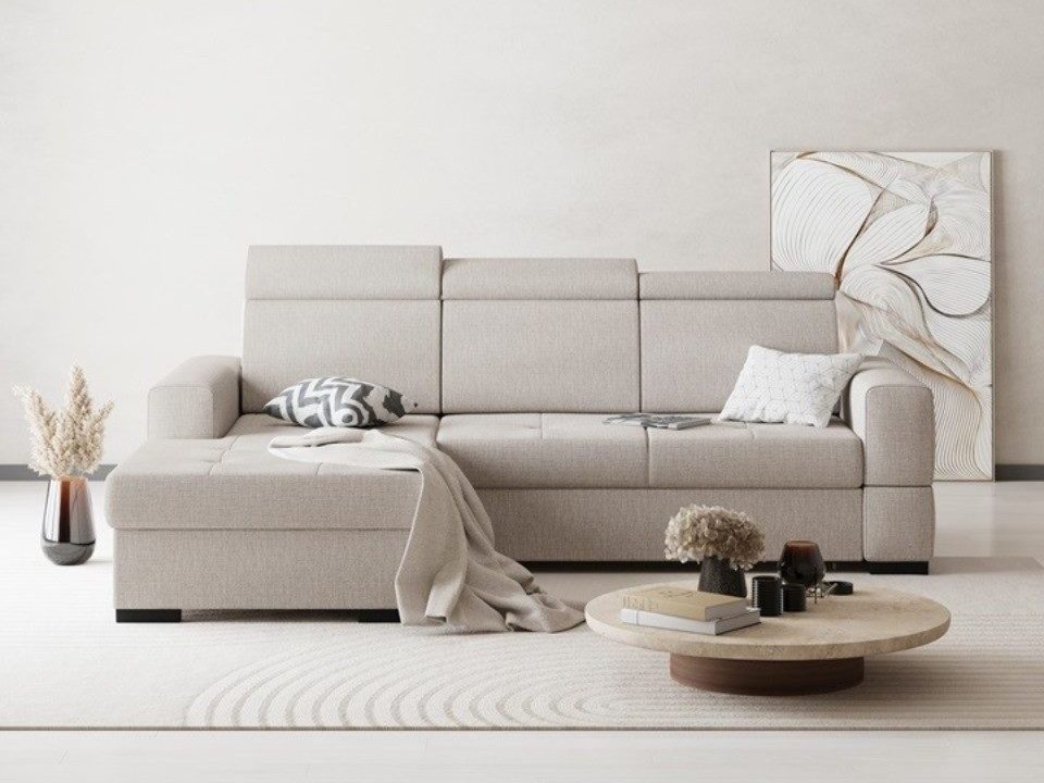 Ecksofa modernes 3-Sitzer Sofa mit Schlaffunktion und Bettkasten ALEX