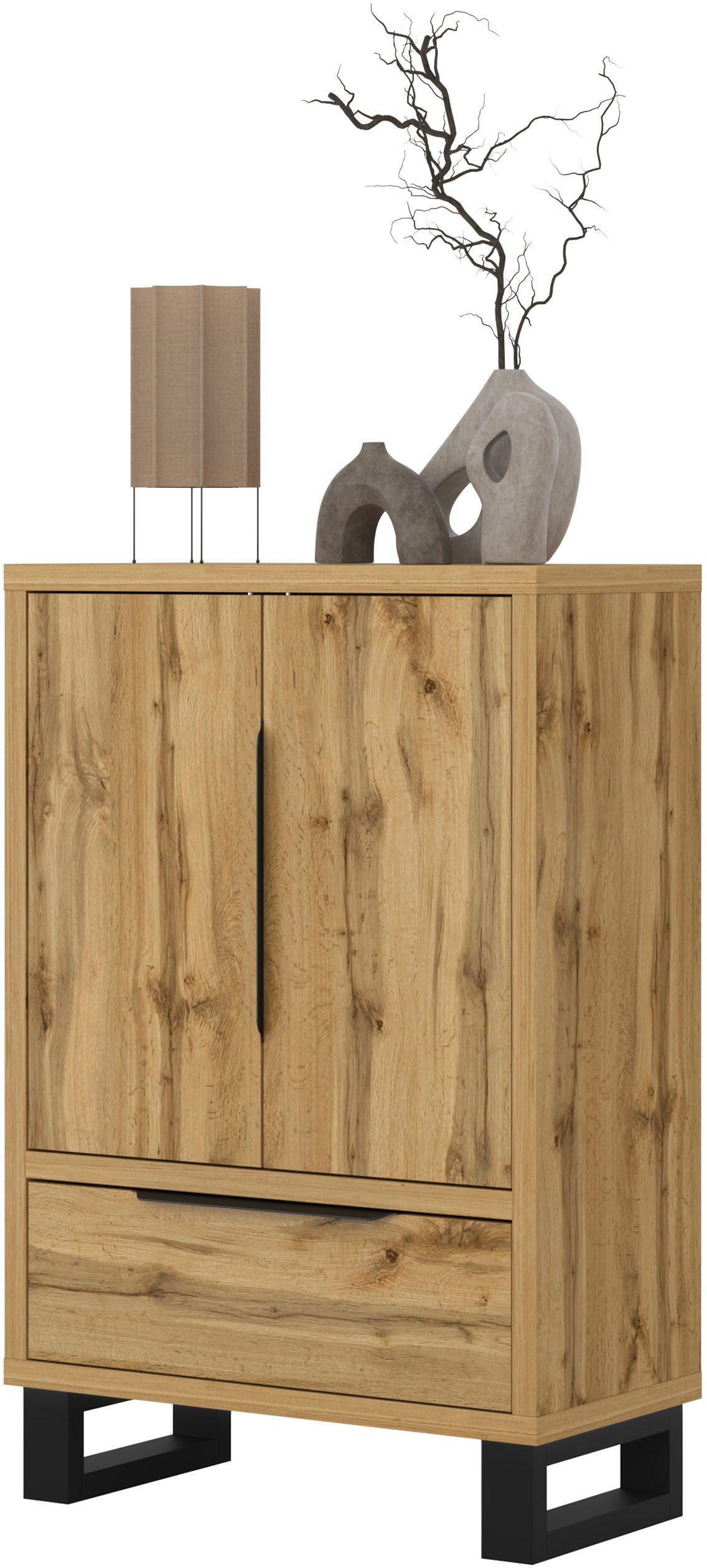 Home affaire Drehtürenschrank Bronne,Breite 89,5 cm, Mehrzweckschrank, Universalschrank, Garderobe Kleiderschrank, 1 Schublade, Metallgriffe, Garderobe – Bild 4 von 5