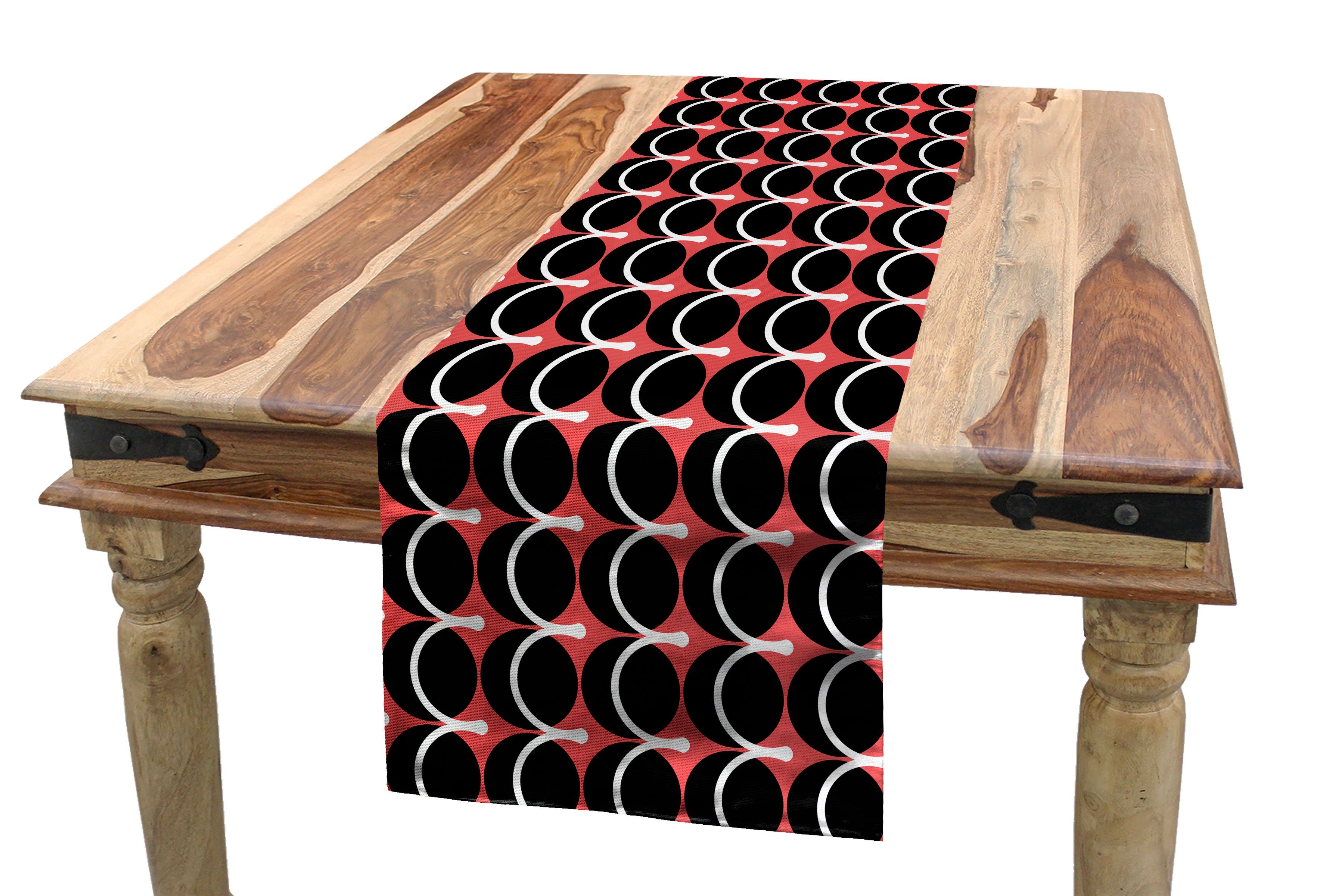 Abakuhaus Tischläufer Esszimmer Küche Rechteckiger Dekorativer Tischläufer, Abstrakt Runde und die geschwungenen Streifen