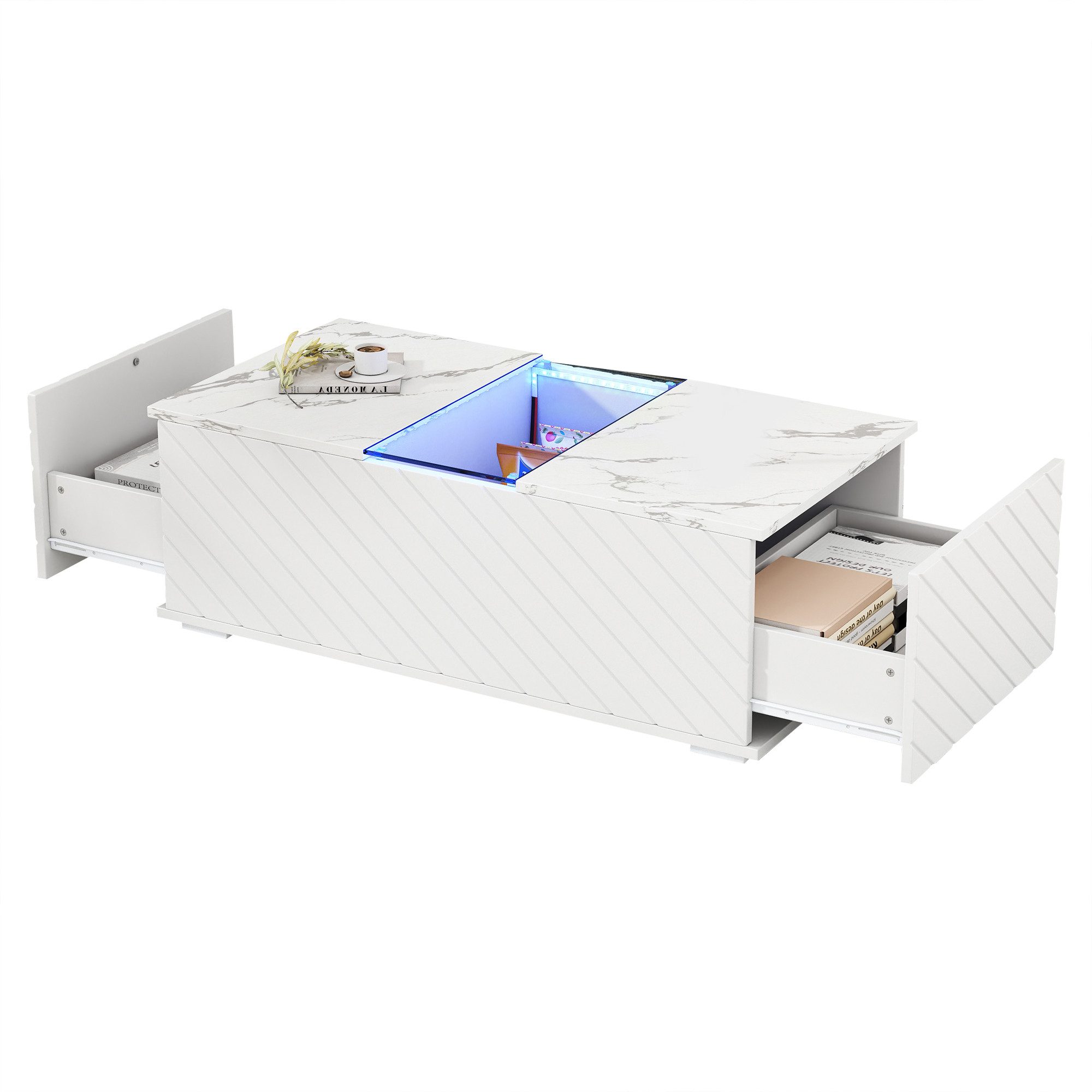 Merax Couchtisch mit LED-Beleuchtung (100x50x35cm, Beistelltisch, günstig online kaufen