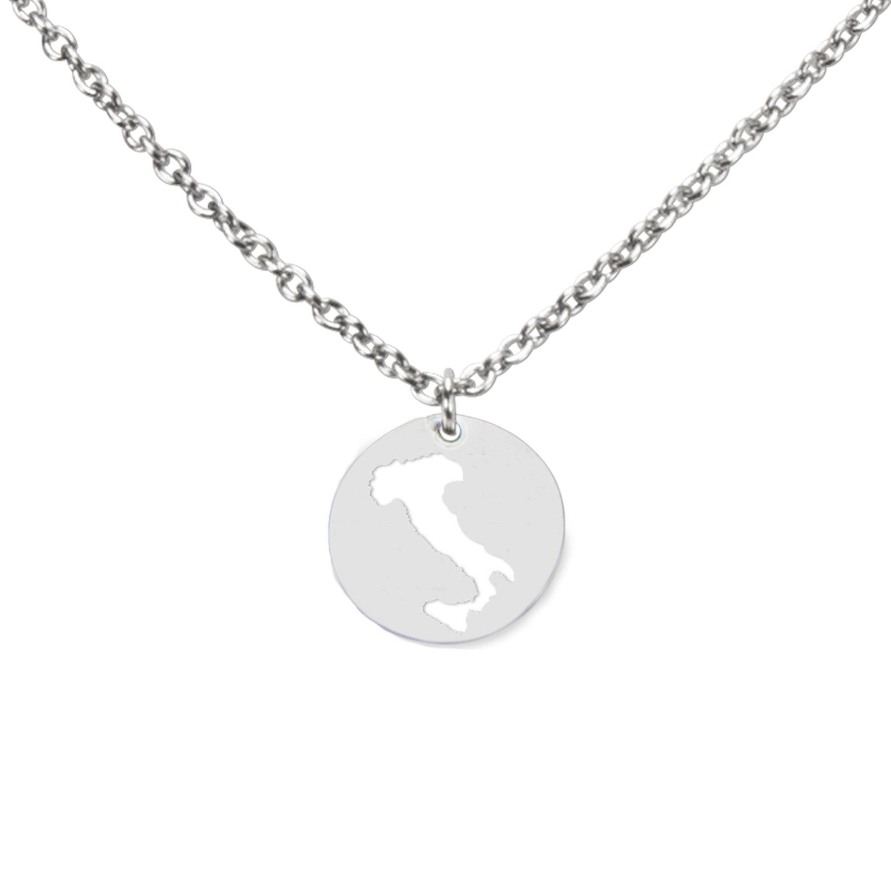 DAHEIM Kette mit Anhänger Halskette Italien (silber-farben), - filigrane Kette des italienischen Stiefels für Damen und Frauen, Hei