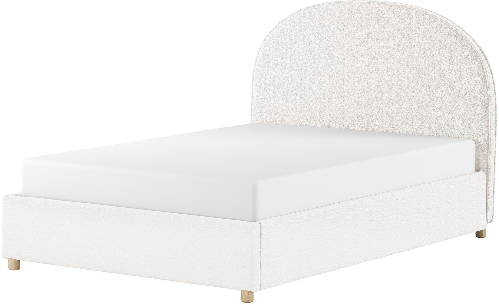 Vipack Boxbett Moon, mit Lattenrost und Stauraum, modernes Design (gerundetes Kopfteil und in 2 Breiten erhältlich), inkl. Massivholz Füßen in natur, 3 Stoff Farben zur Auswahl