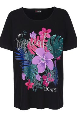 MIAMODA Rundhalsshirt T-Shirt großer Blumen Druck Halbarm