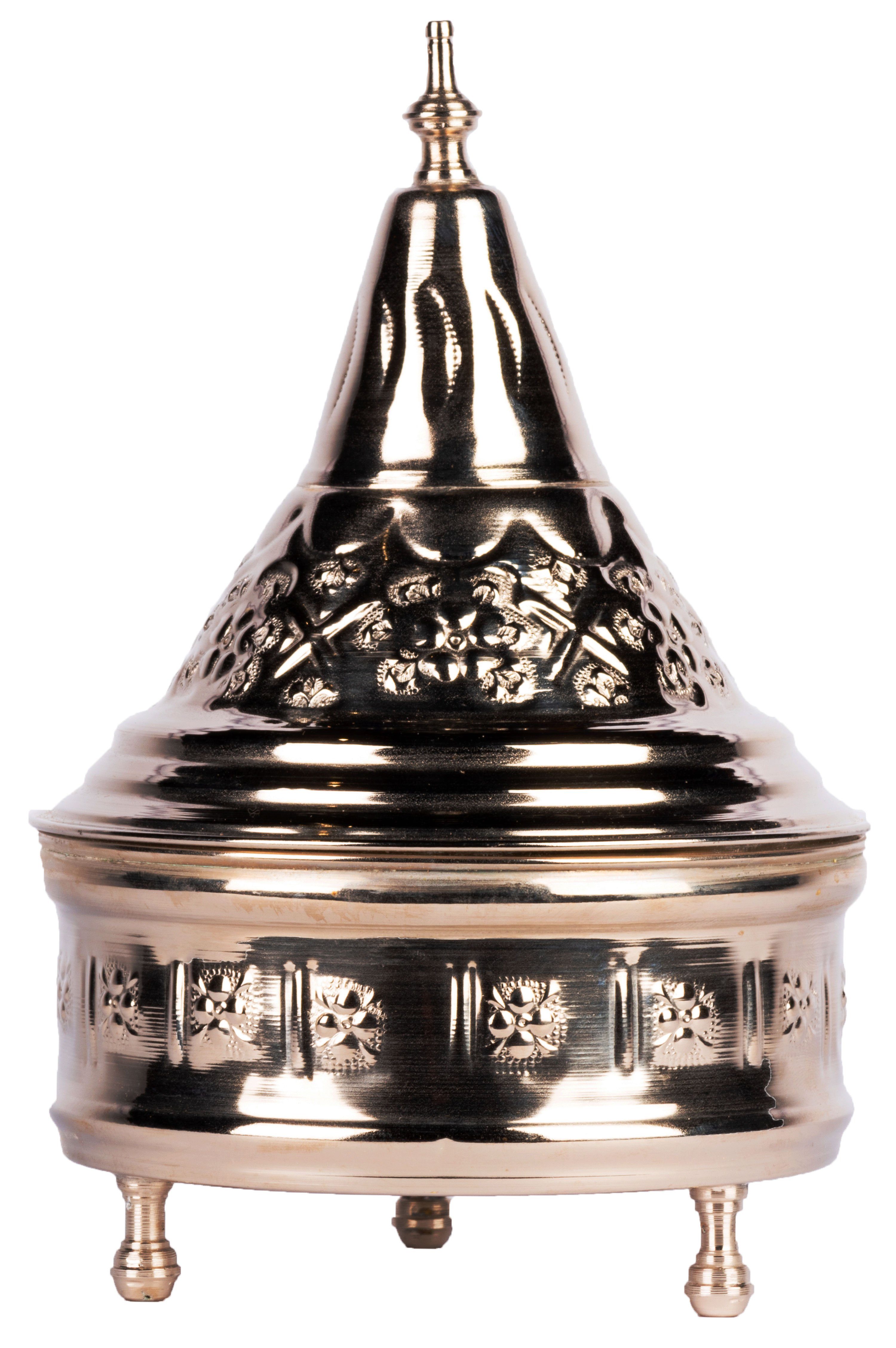 Marrakesch Orient & Mediterran Interior Zuckerdose Dose Kinza Silber 20cm, Marokkanische Messingdose mit Deckel, Messing, Metall, (1-tlg), Handarbeit