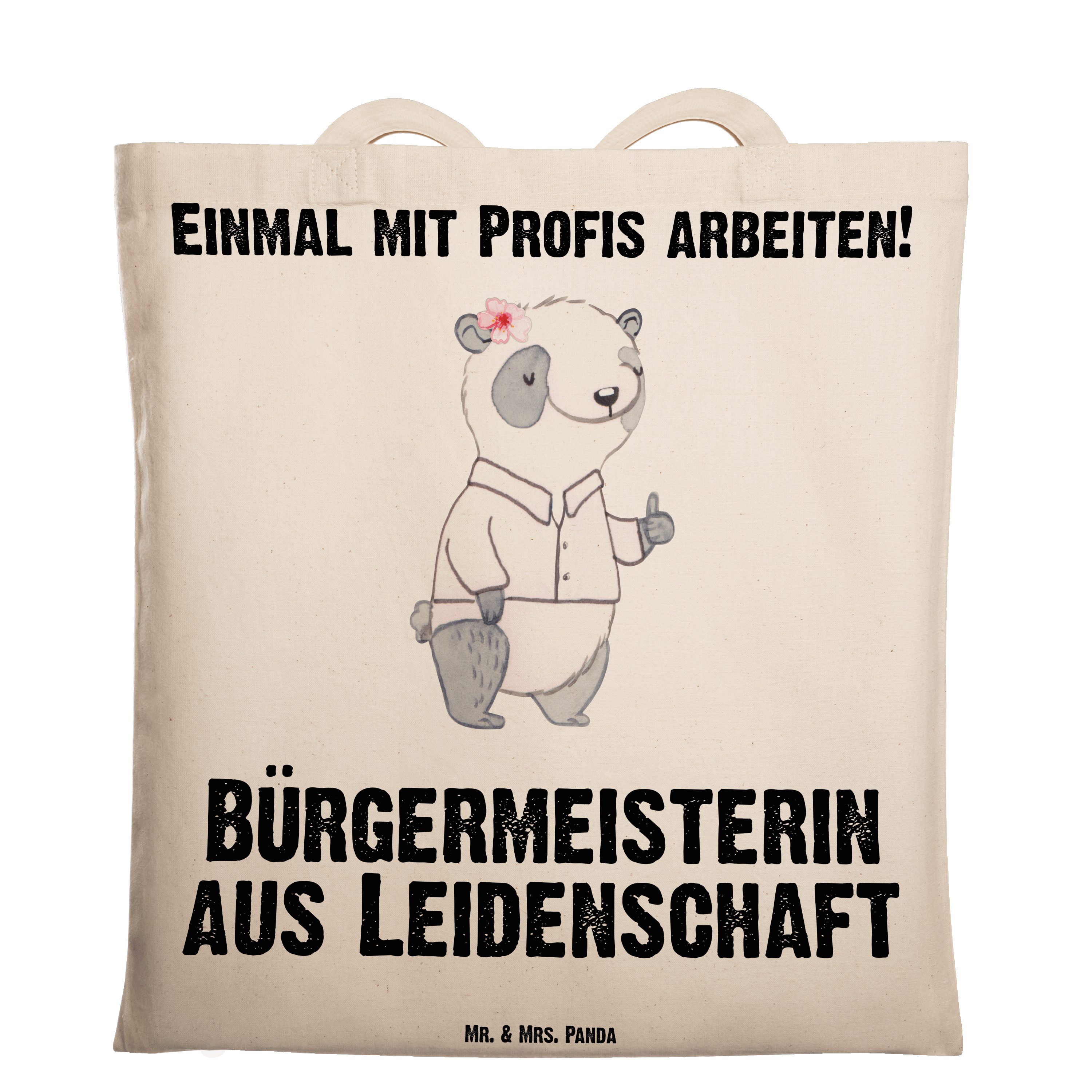 Mr. & Mrs. - Transparent aus Bürgermeis Bürgermeisterin Panda Tragetasche (1-tlg) - Geschenk, Leidenschaft