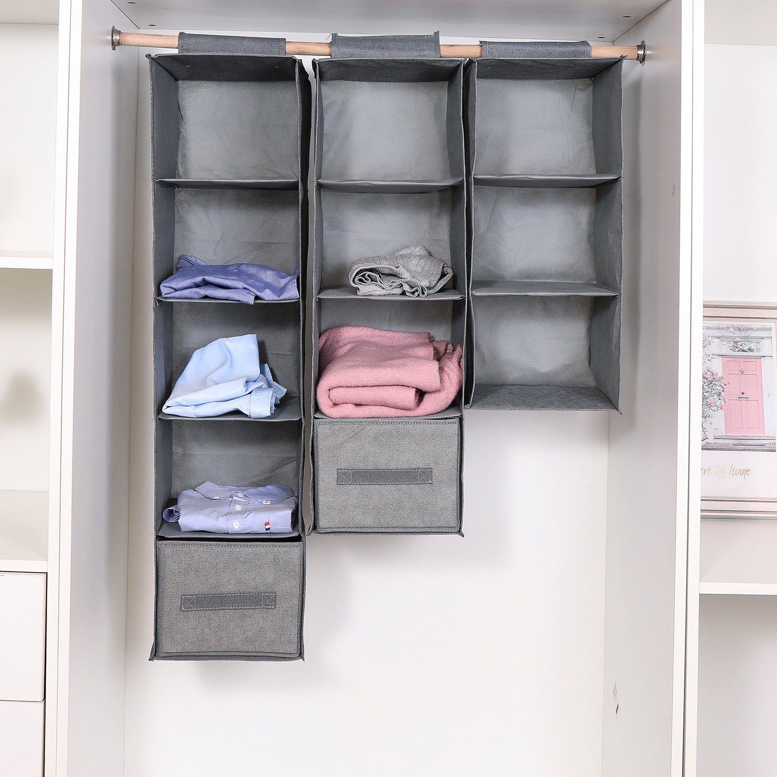Organizer 3/4/5 Lagen Hängeregal Schrankorganizer, Hängend Schrank Grau