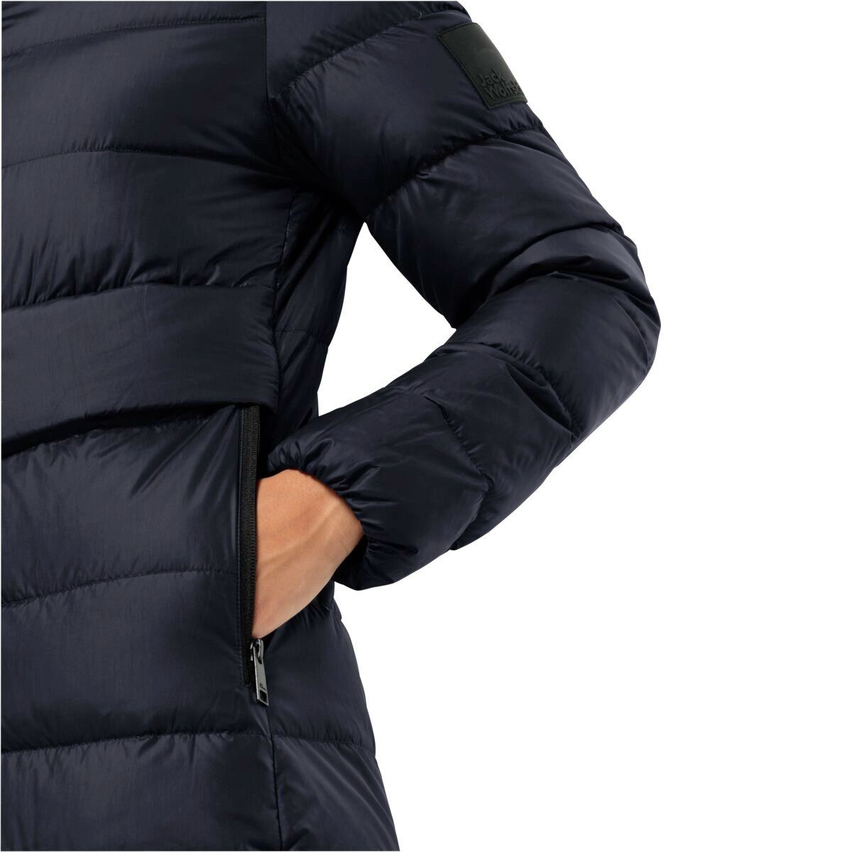 Jack Wolfskin Daunenmantel Lenauplatz Coat (winddicht, wasserabweisend, atmungsaktiv) dunkelblau