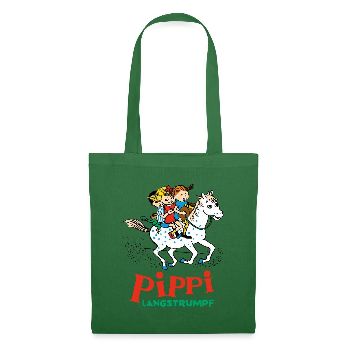 Spreadshirt Henkeltasche Pippi Langstrumpf Ausritt Mit Annika Und Tommy Stoffbeutel (1-tlg)