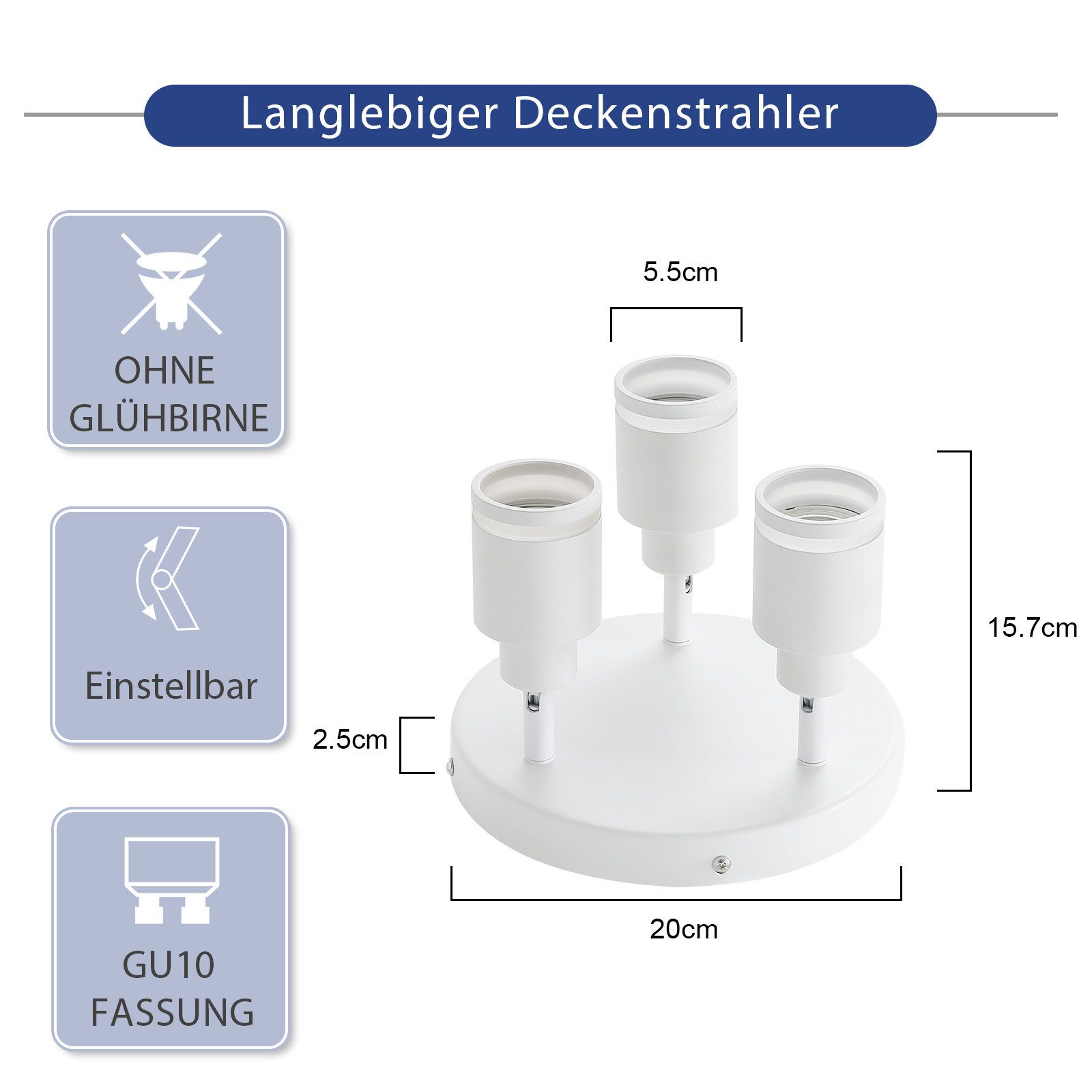 ZMH Deckenstrahler 3 Flammig Schwenkbar 355° günstig online kaufen