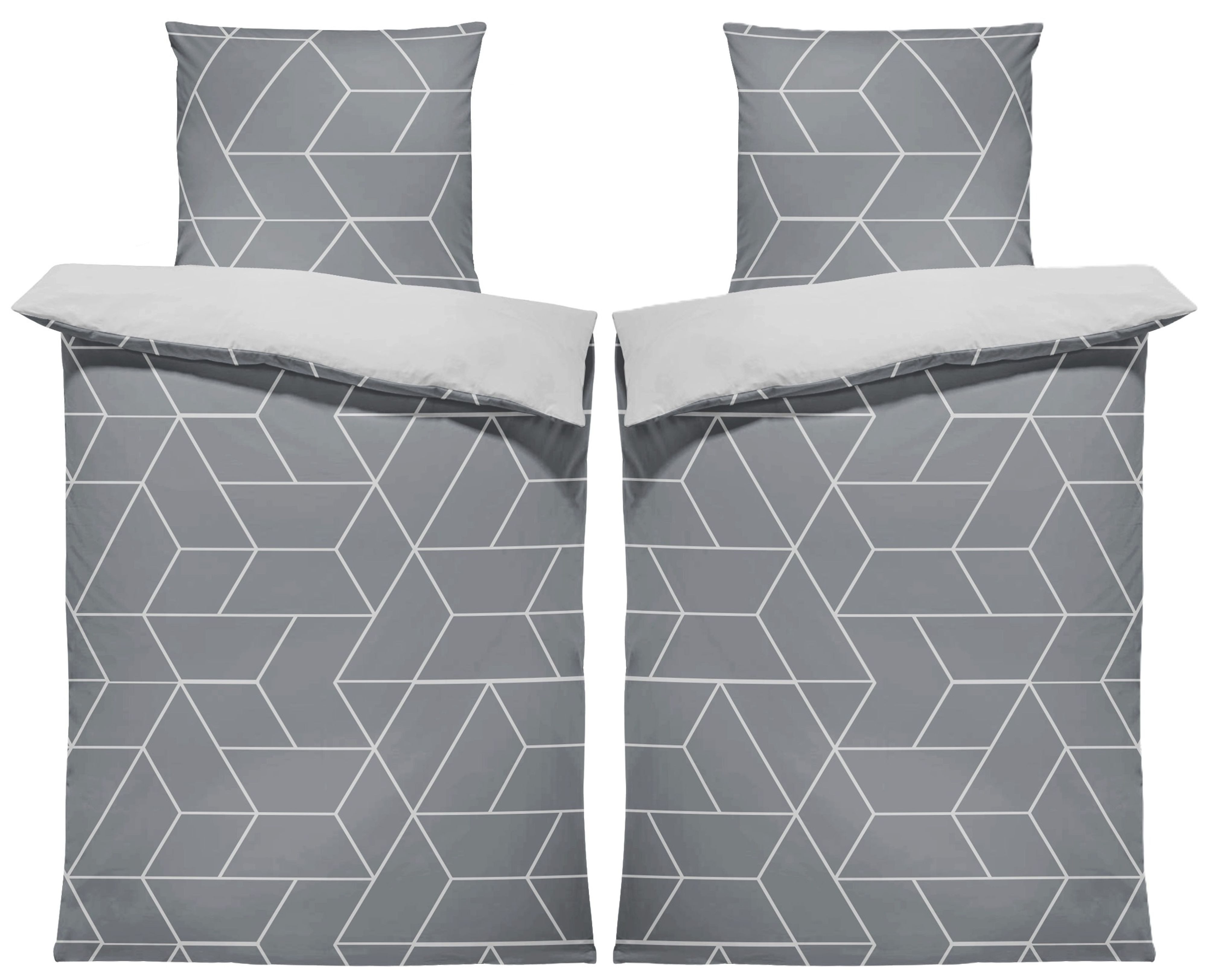 One Home Bettwäsche Winter Biber Baumwolle Cozy, Flanell, 4 teilig, geometrisch grafisch modern, kuschelig warme weiche Baumwolle Biber