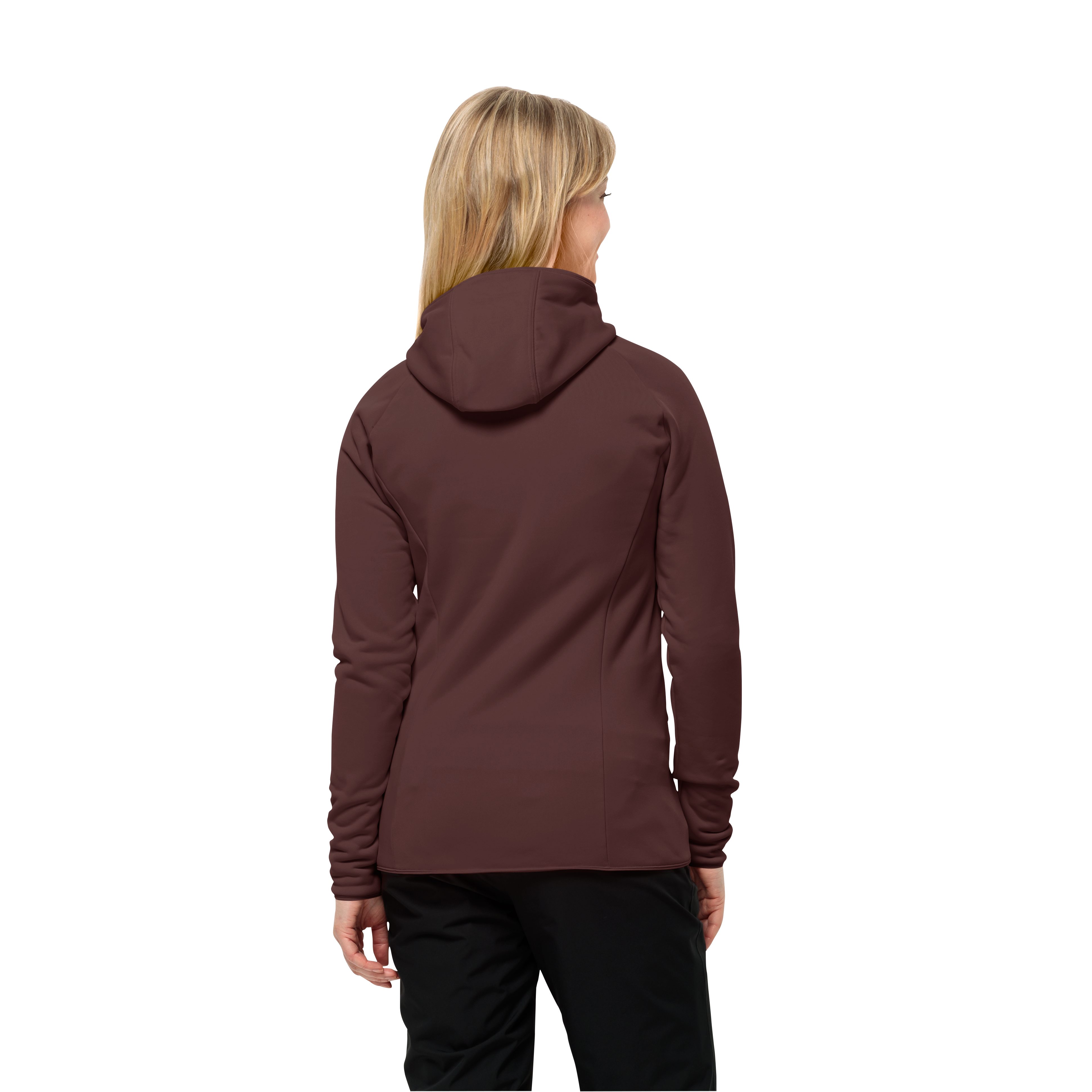 Jack Wolfskin Fleecejacke BAISELBERG HOODED dark Stretch-Fleece jeden W für Tag aus maroon FZ