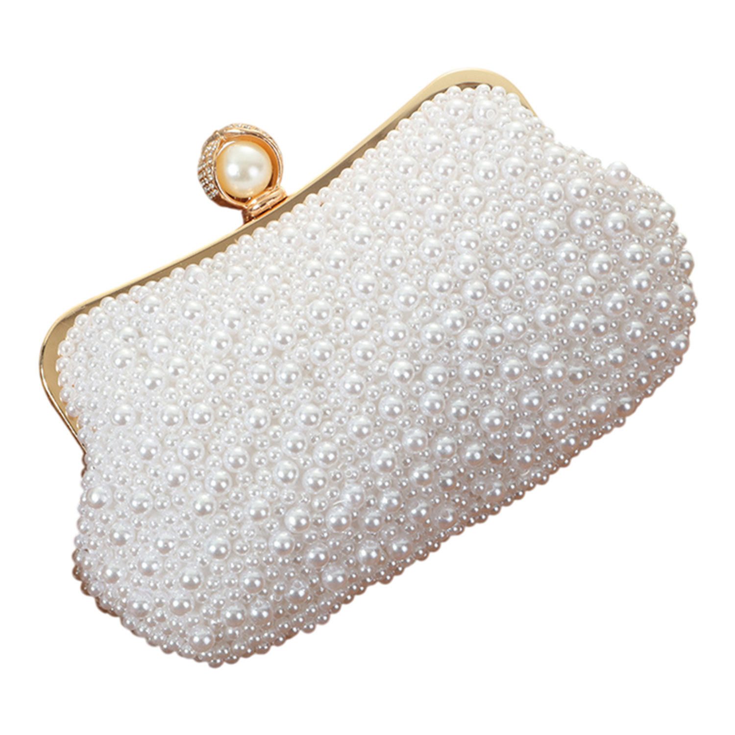 Refttenw Abendtasche Damen Clutch Elegante Handtasche mit Perlen, Kette Abnehmbar, für Hochzeit Formelle Cocktail Party